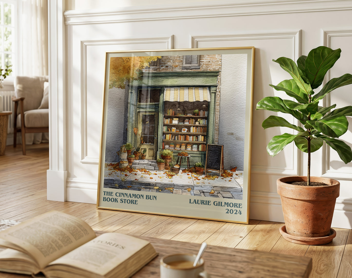 The Cinnamon Bun Book Store literary poster paired in gallery wall – literary art prints