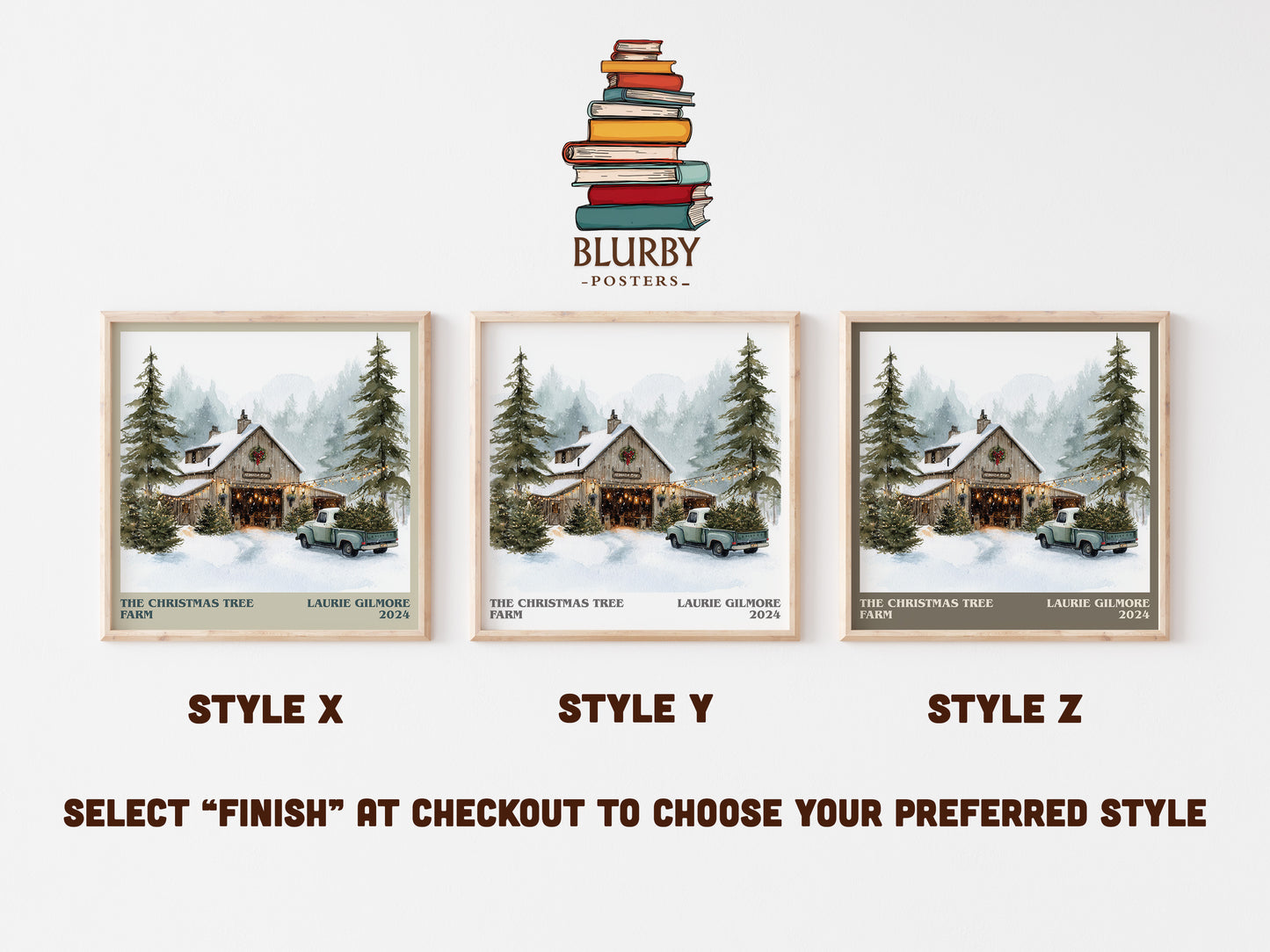 The Christmas Tree Farm literary art print colour and style options – Laurie Gilmore book art