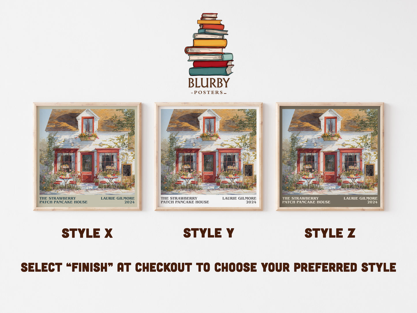 The Strawberry Patch Pancake House literary art print colour and style options – Laurie Gilmore book art