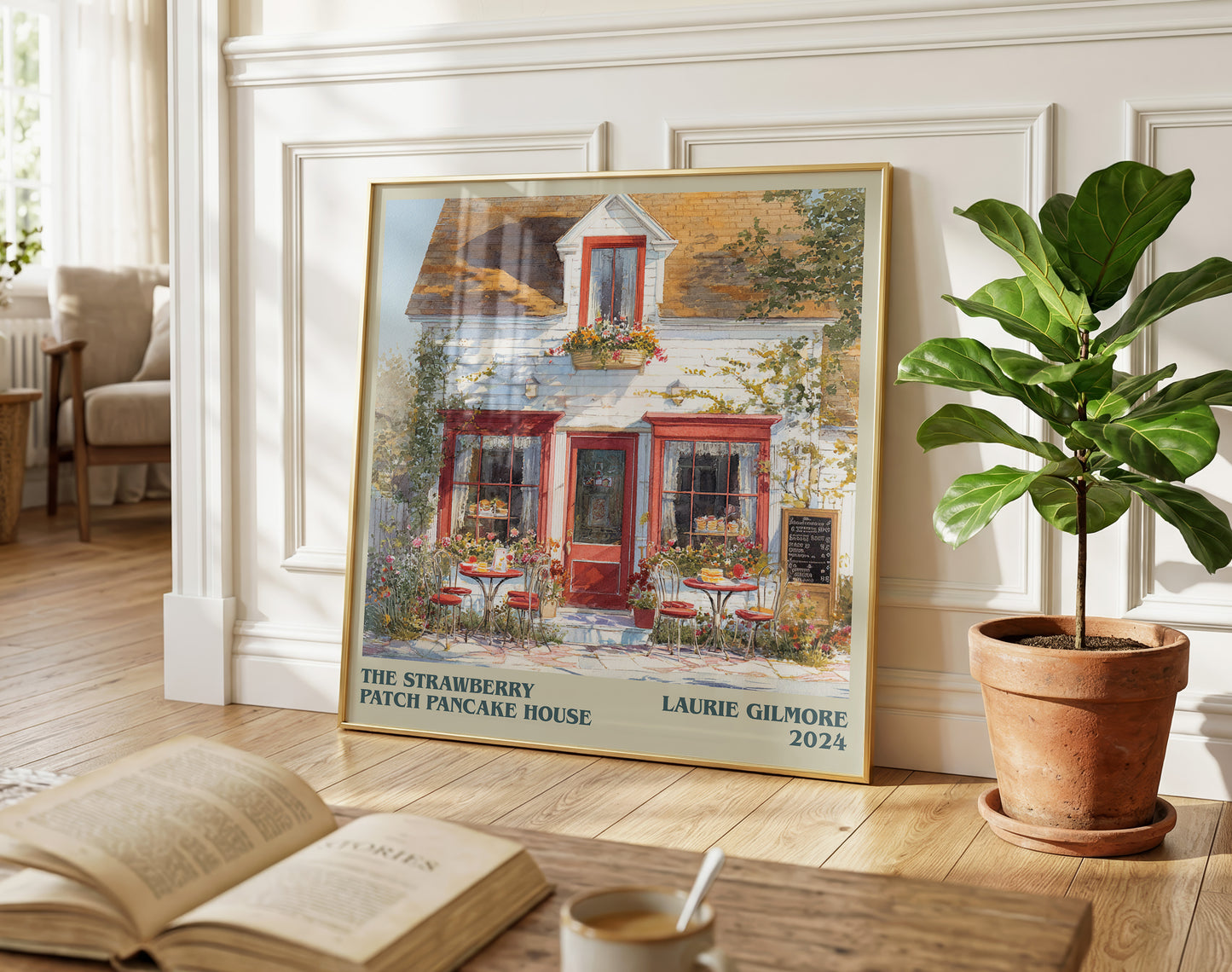 The Strawberry Patch Pancake House literary poster paired in gallery wall – literary art prints