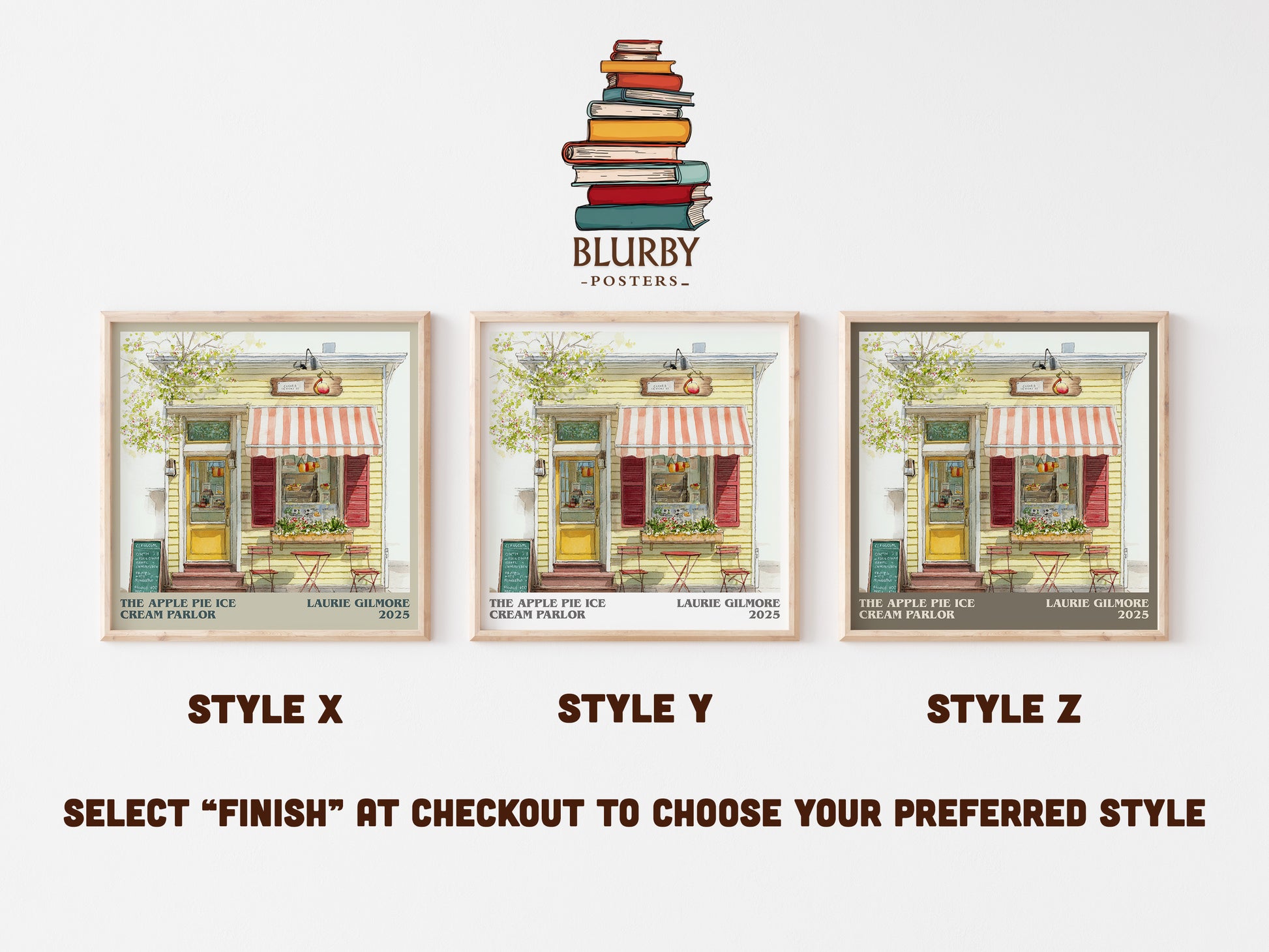 The Apple Pie Ice Cream Parlor literary art print colour and style options – Laurie Gilmore book art