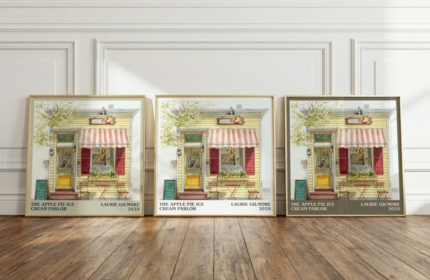The Apple Pie Ice Cream Parlor literary print framed by window – literary home decor