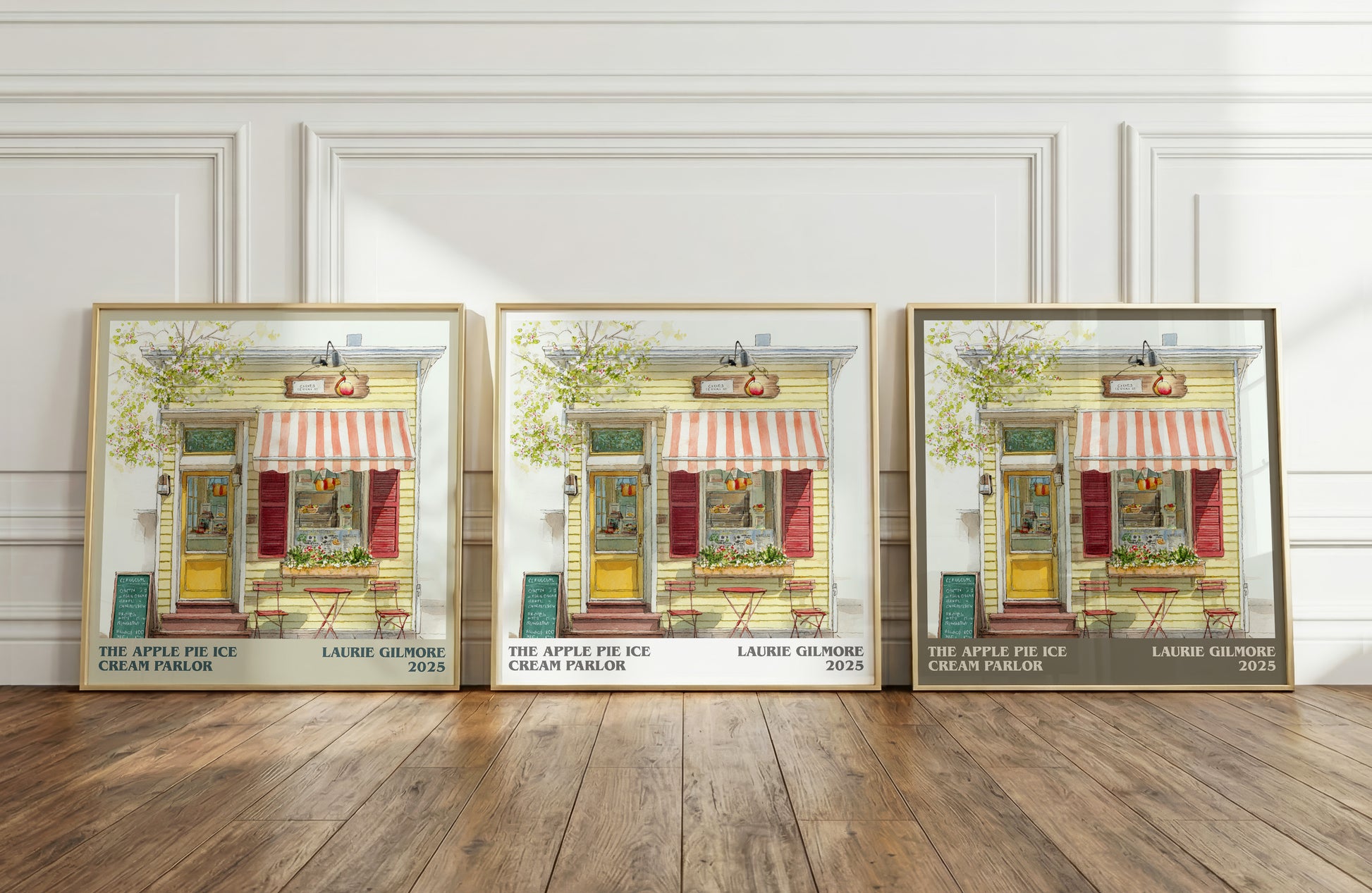 The Apple Pie Ice Cream Parlor literary print framed by window – literary home decor