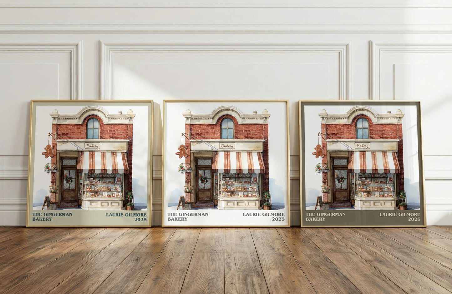 The Gingerman Bakery literary art print colour and style options – Laurie Gilmore book art