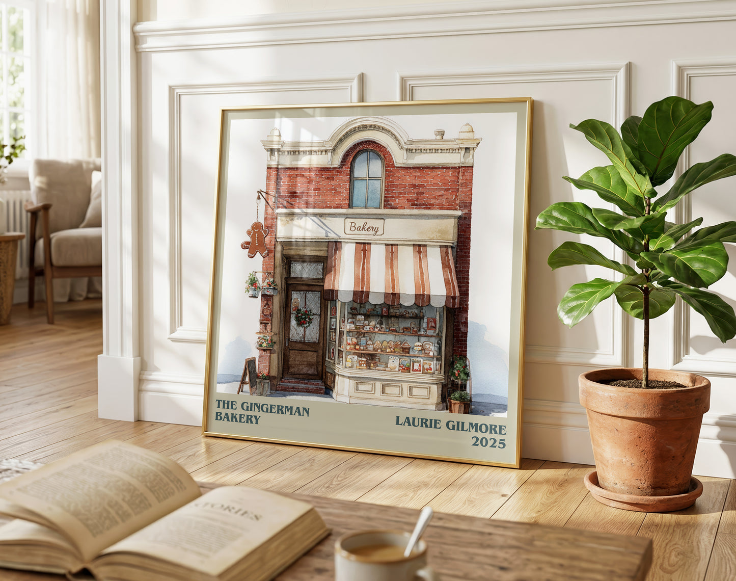 The Gingerman Bakery literary poster paired in gallery wall – literary art prints