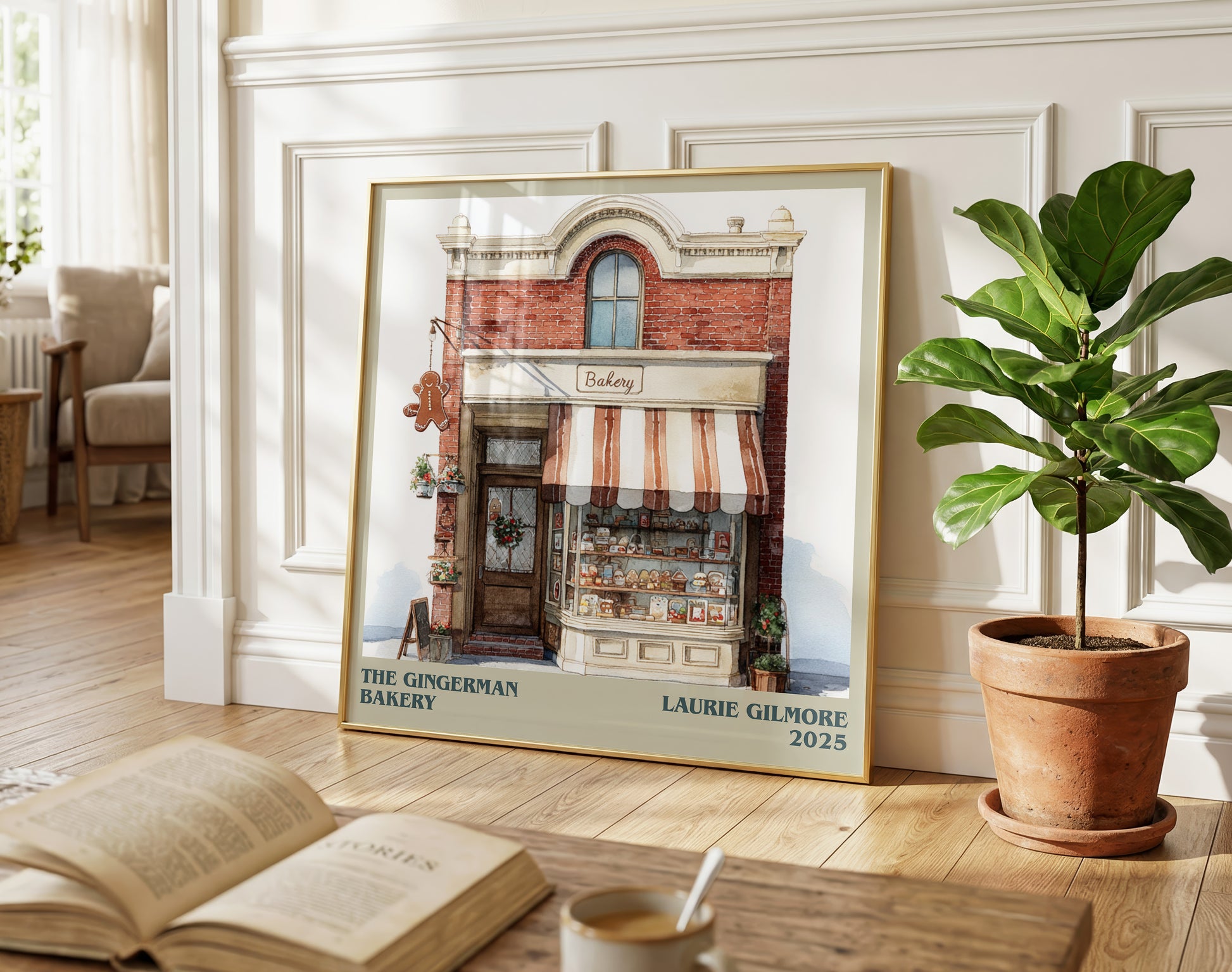 The Gingerman Bakery literary poster paired in gallery wall – literary art prints