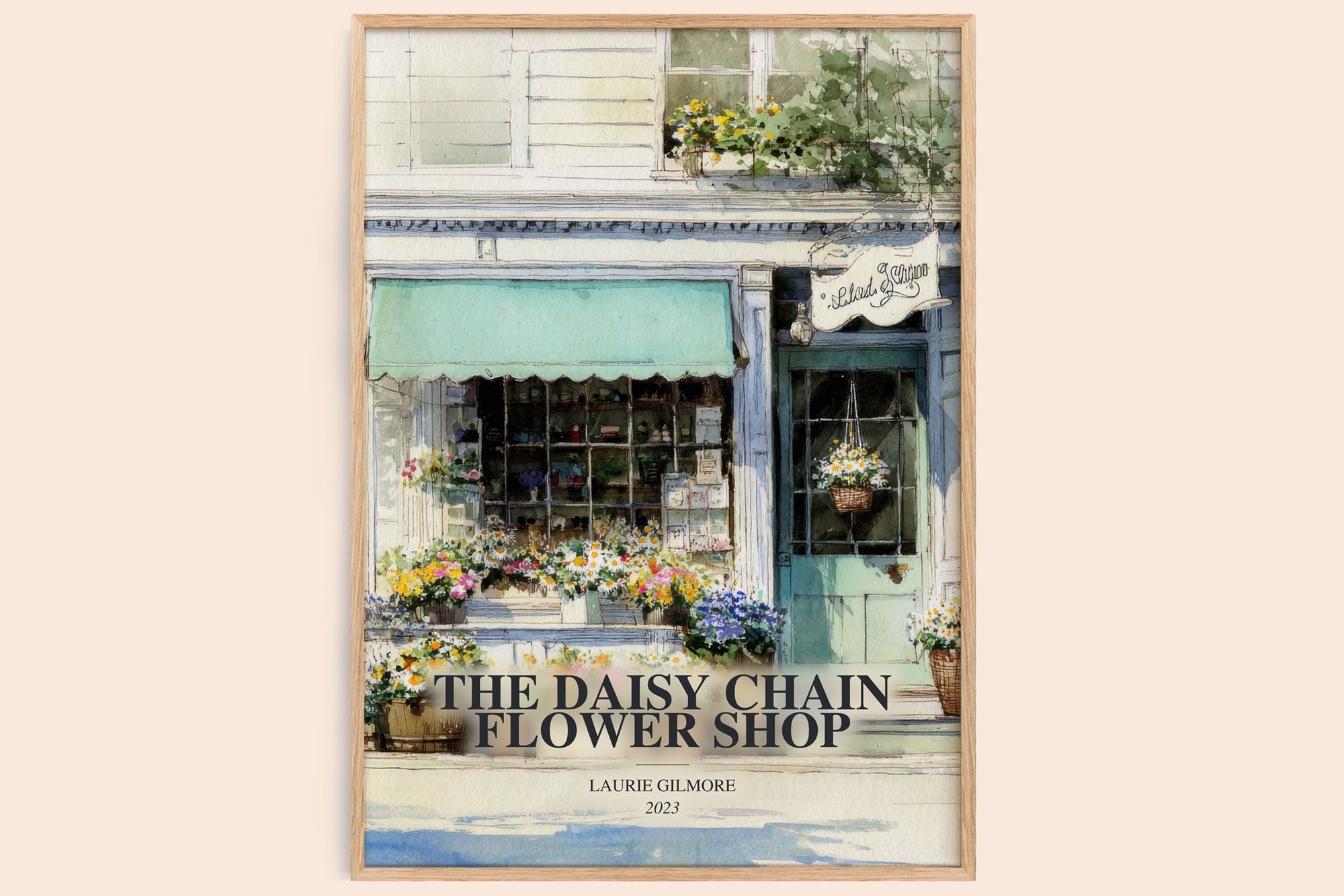 The Daisy Chain Flower Shop watercolour book poster by Laurie Gilmore – framed literary art print