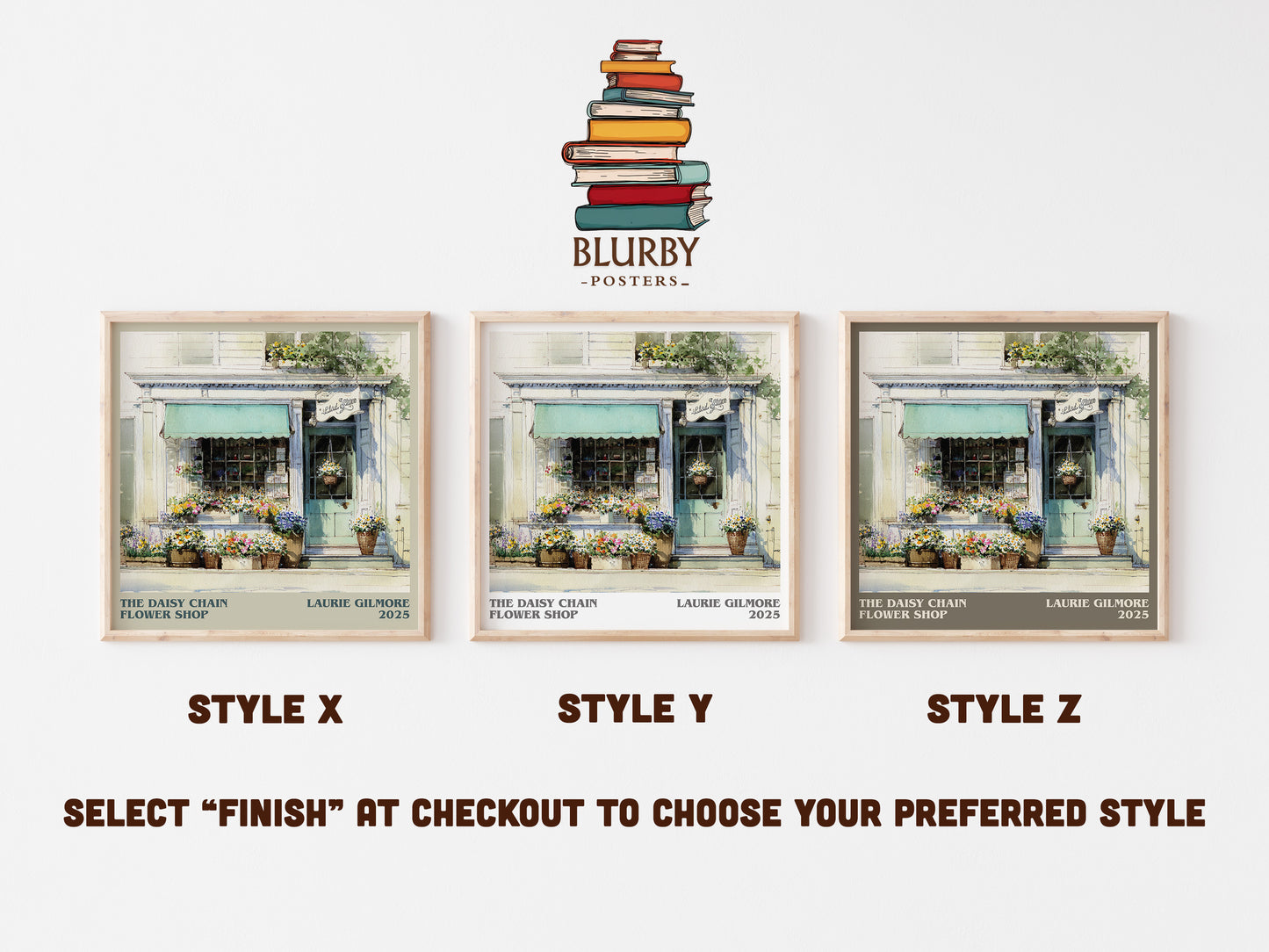 The Daisy Chain Flower Shop literary art print colour and style options – Laurie Gilmore book art