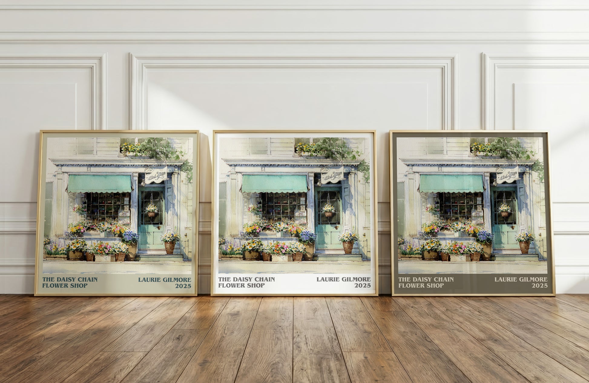 The Daisy Chain Flower Shop literary print framed by window – literary home decor