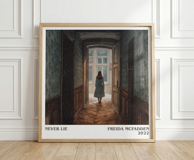 Never Lie literary print in frame leaning in hallway – romance wall art