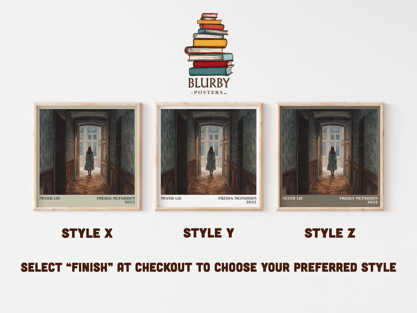 Never Lie literary art print colour and style options – Freida McFadden book art