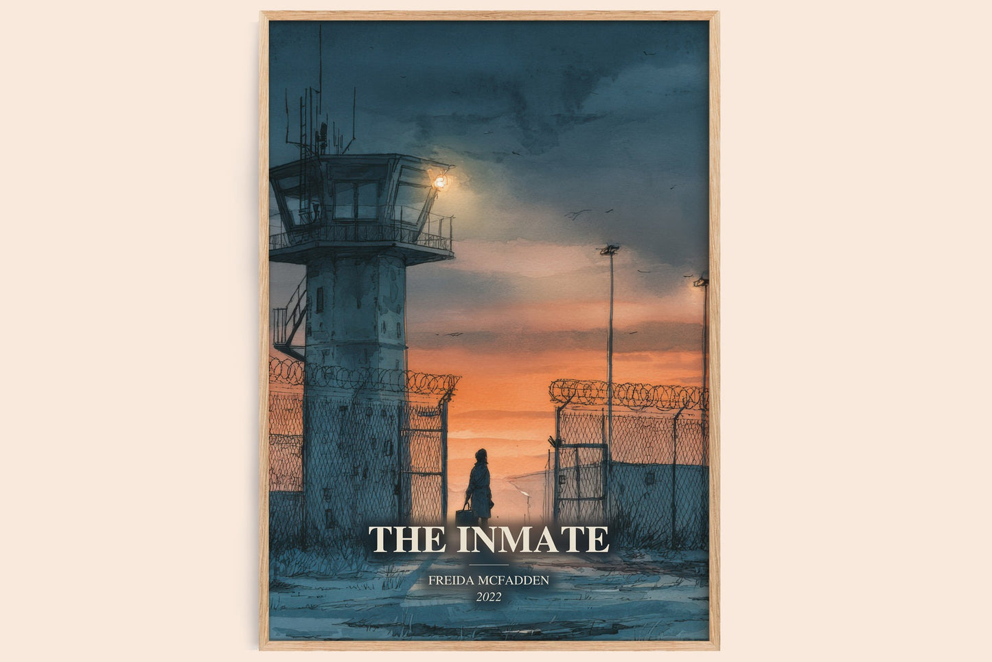 The Inmate watercolour book poster by Freida Mcfadden – framed literary art print