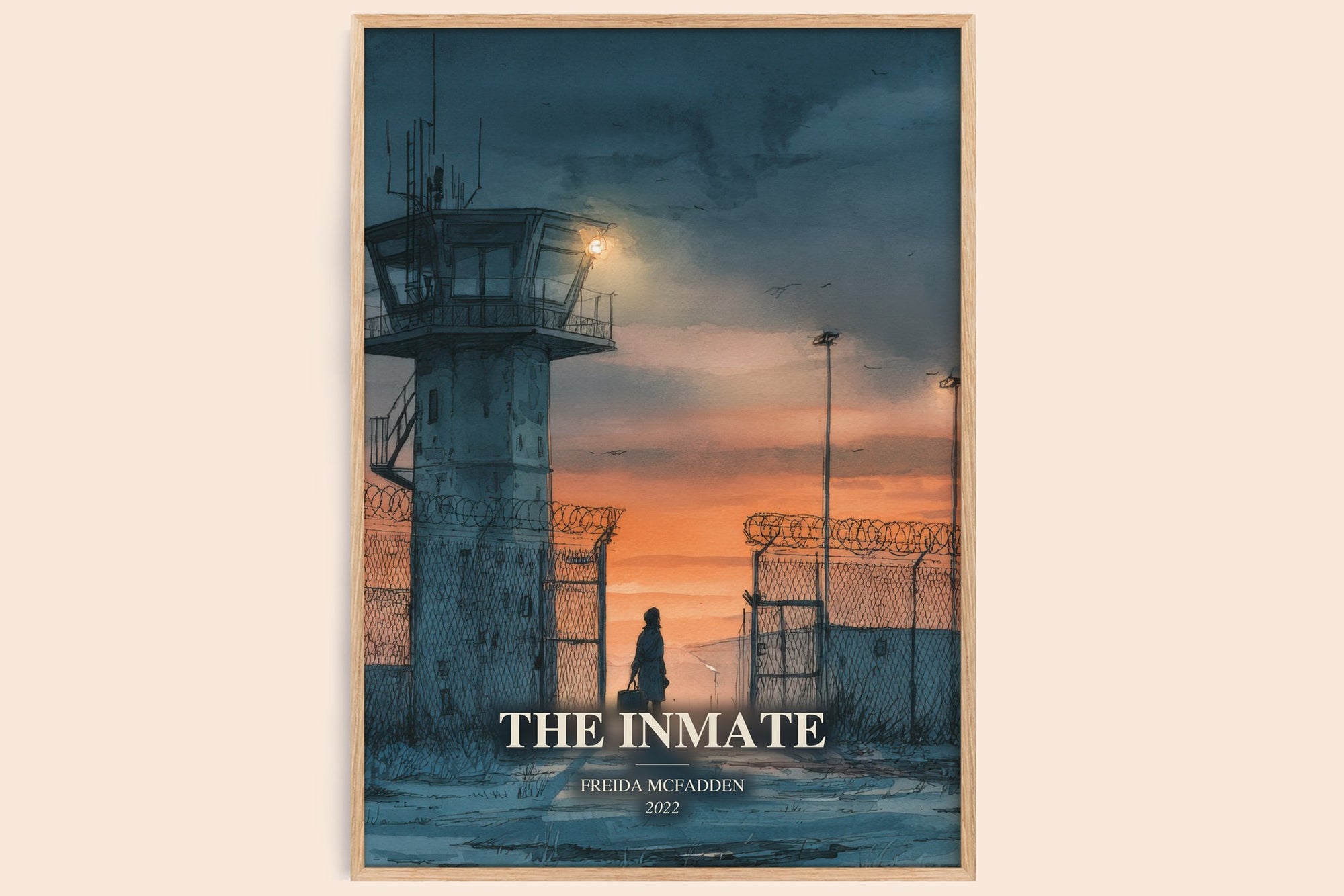 The Inmate watercolour book poster by Freida Mcfadden – framed literary art print