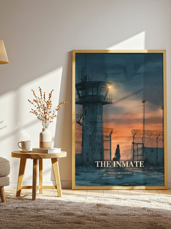 The Inmate watercolour print in frame leaning in hallway – thriller wall art