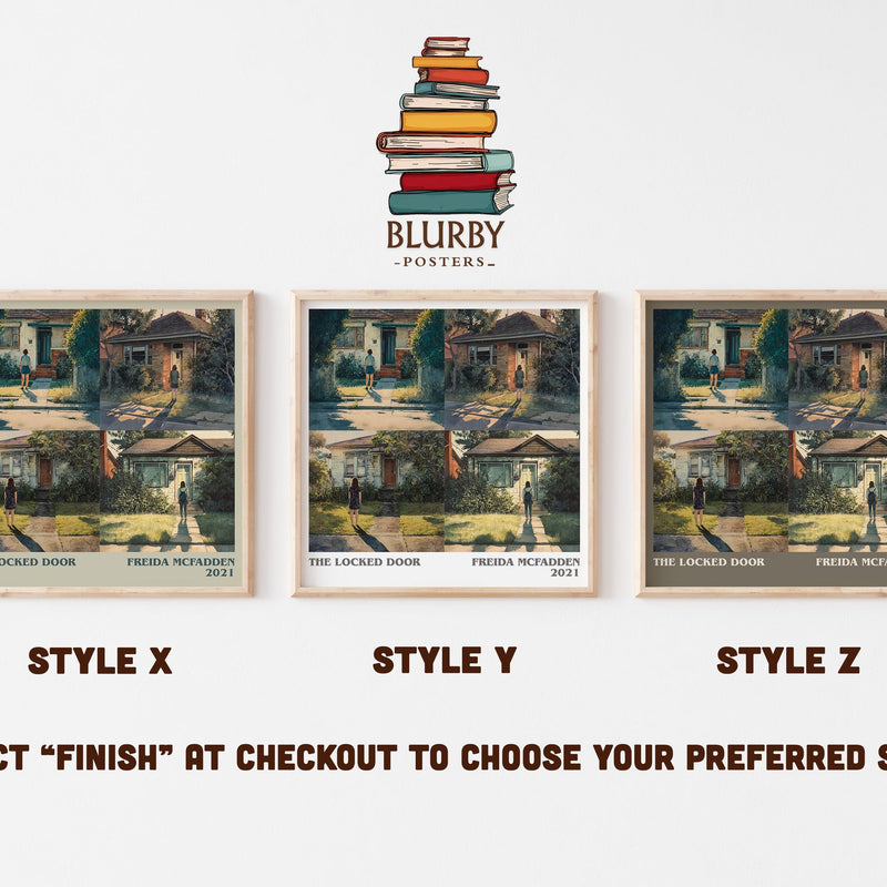 The Locked Door literary print in frame leaning in hallway – thriller wall art