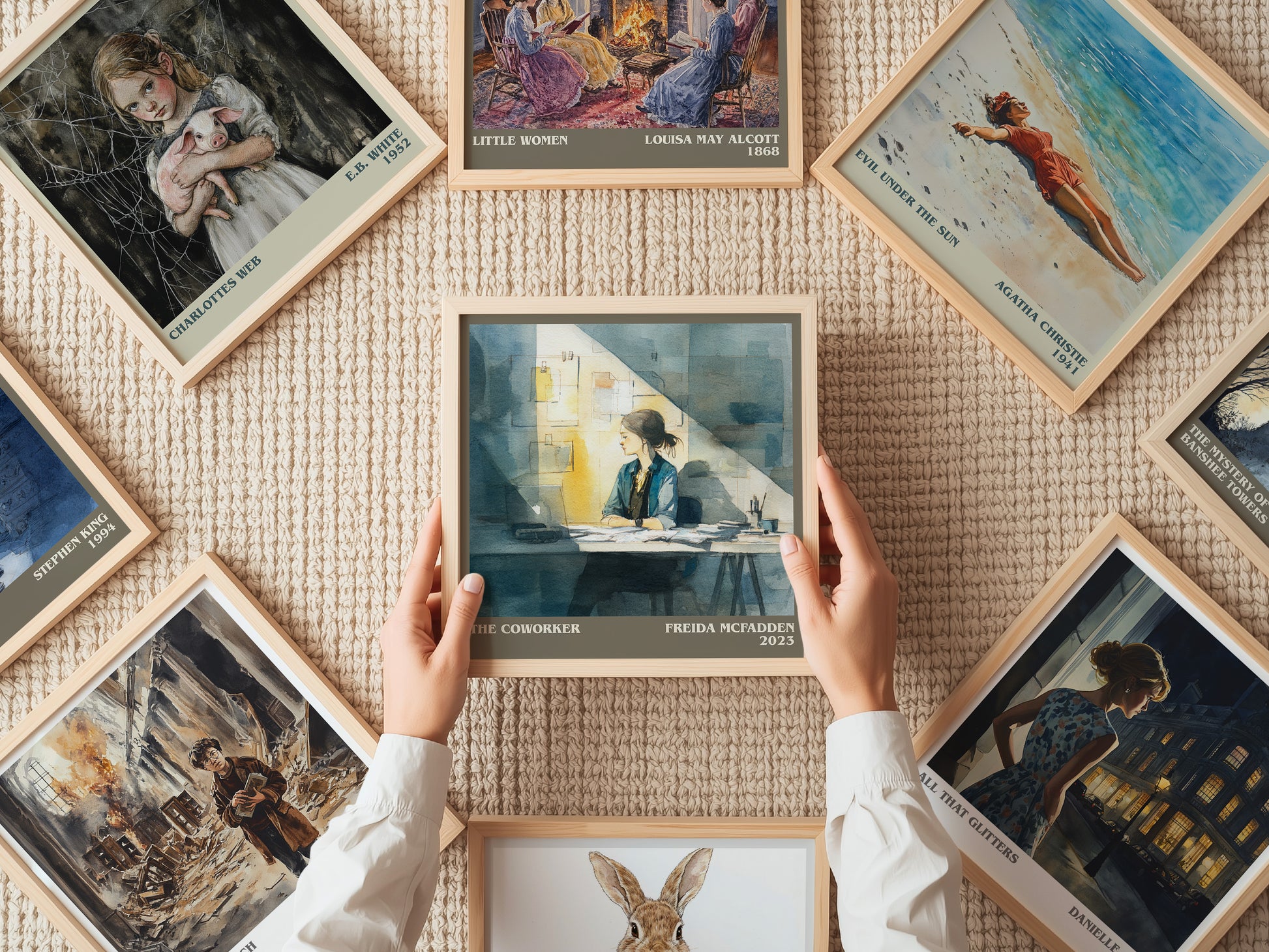 The Coworker literary print on bookshelf – Freida McFadden fan gift