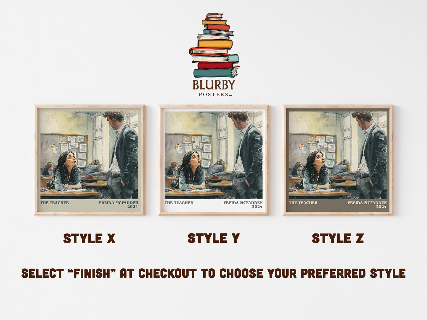 The Teacher literary art print colour and style options – Freida McFadden book art