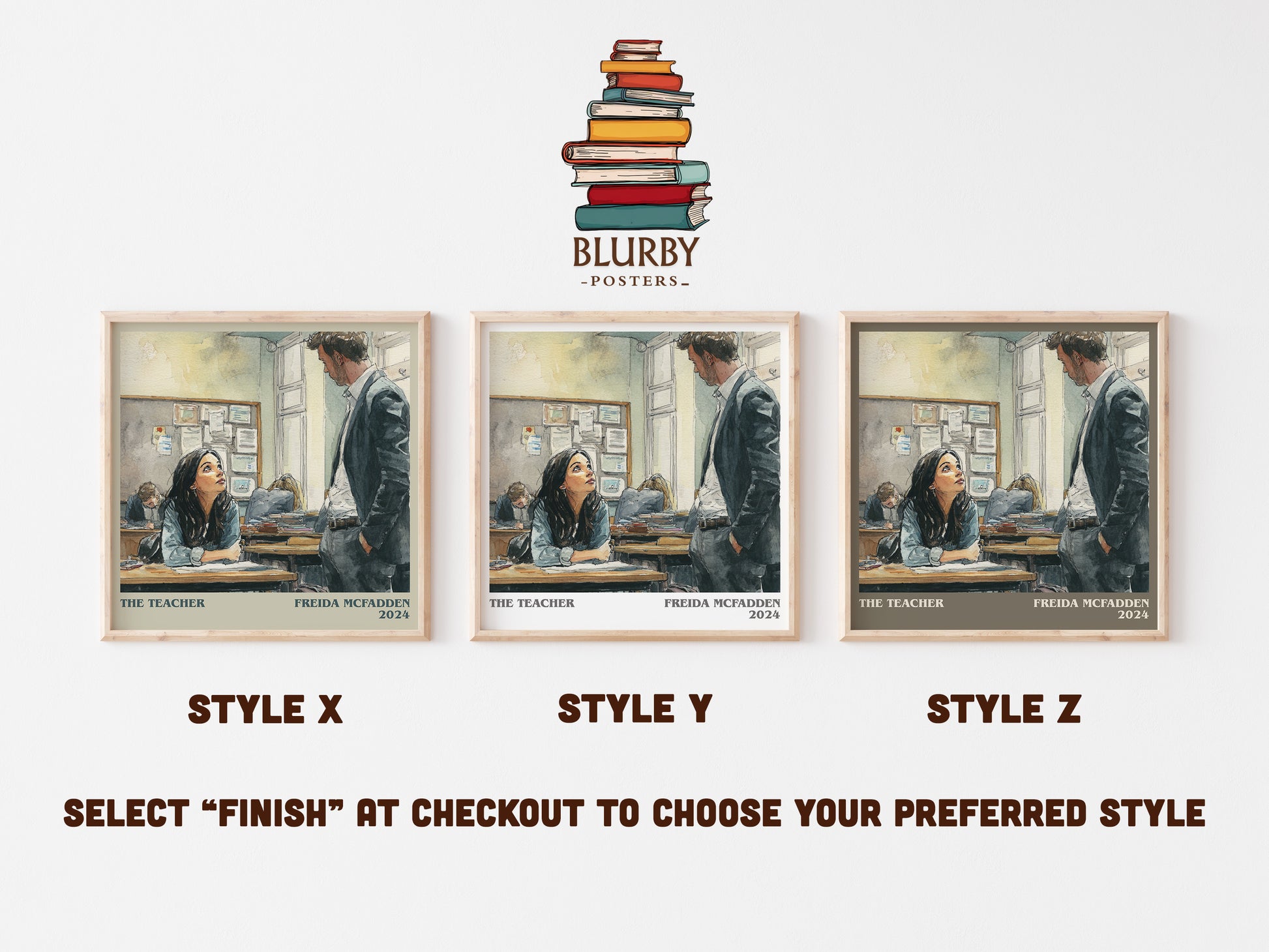 The Teacher literary art print colour and style options – Freida McFadden book art