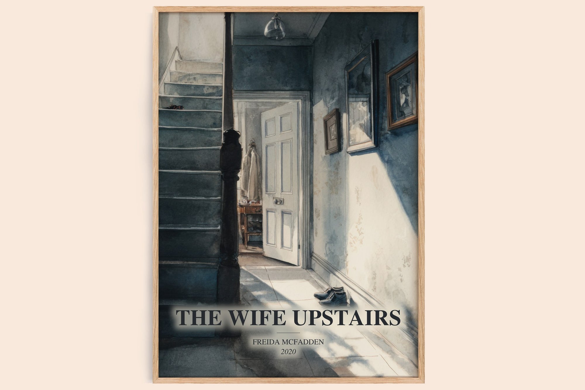 The Wife Upstairs watercolour book poster by Freida Mcfadden – framed literary art print