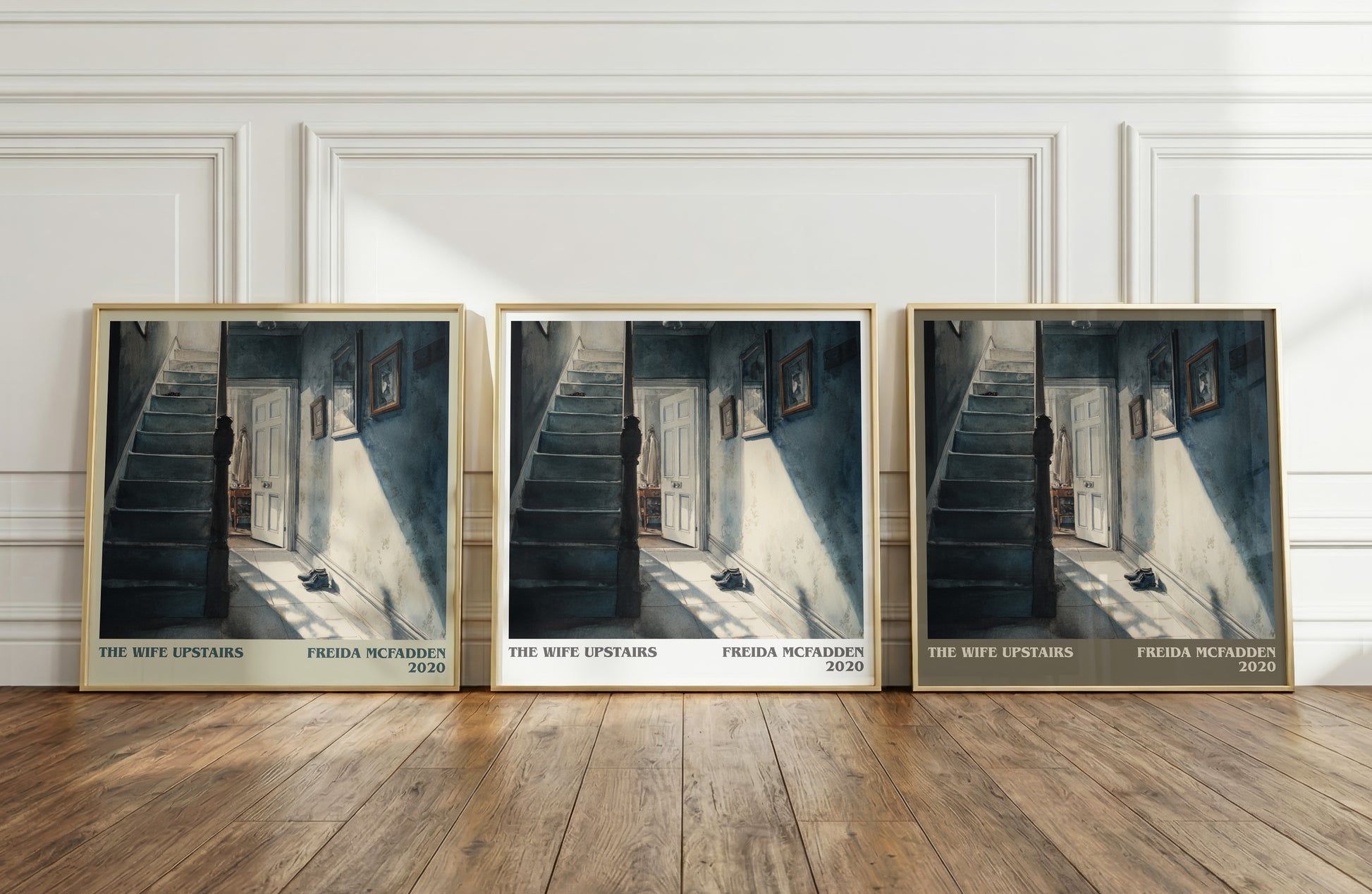The Wife Upstairs literary print framed by window – literary home decor