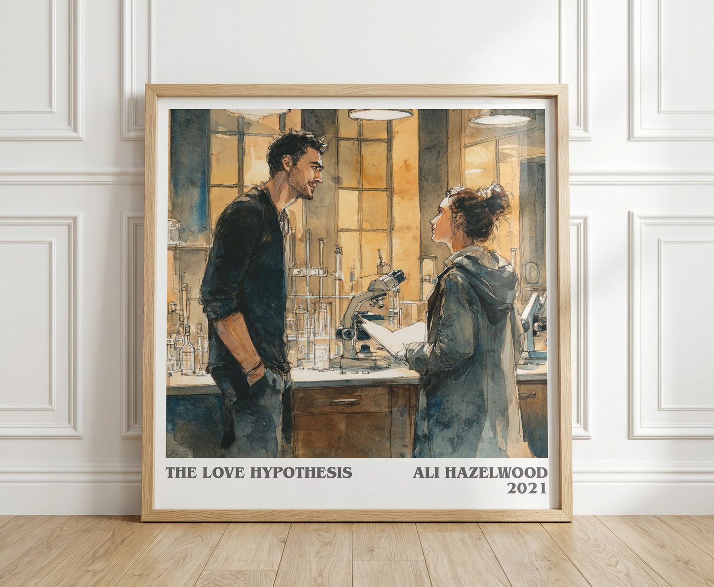 The Love Hypothesis literary print in frame leaning in hallway – thriller wall art