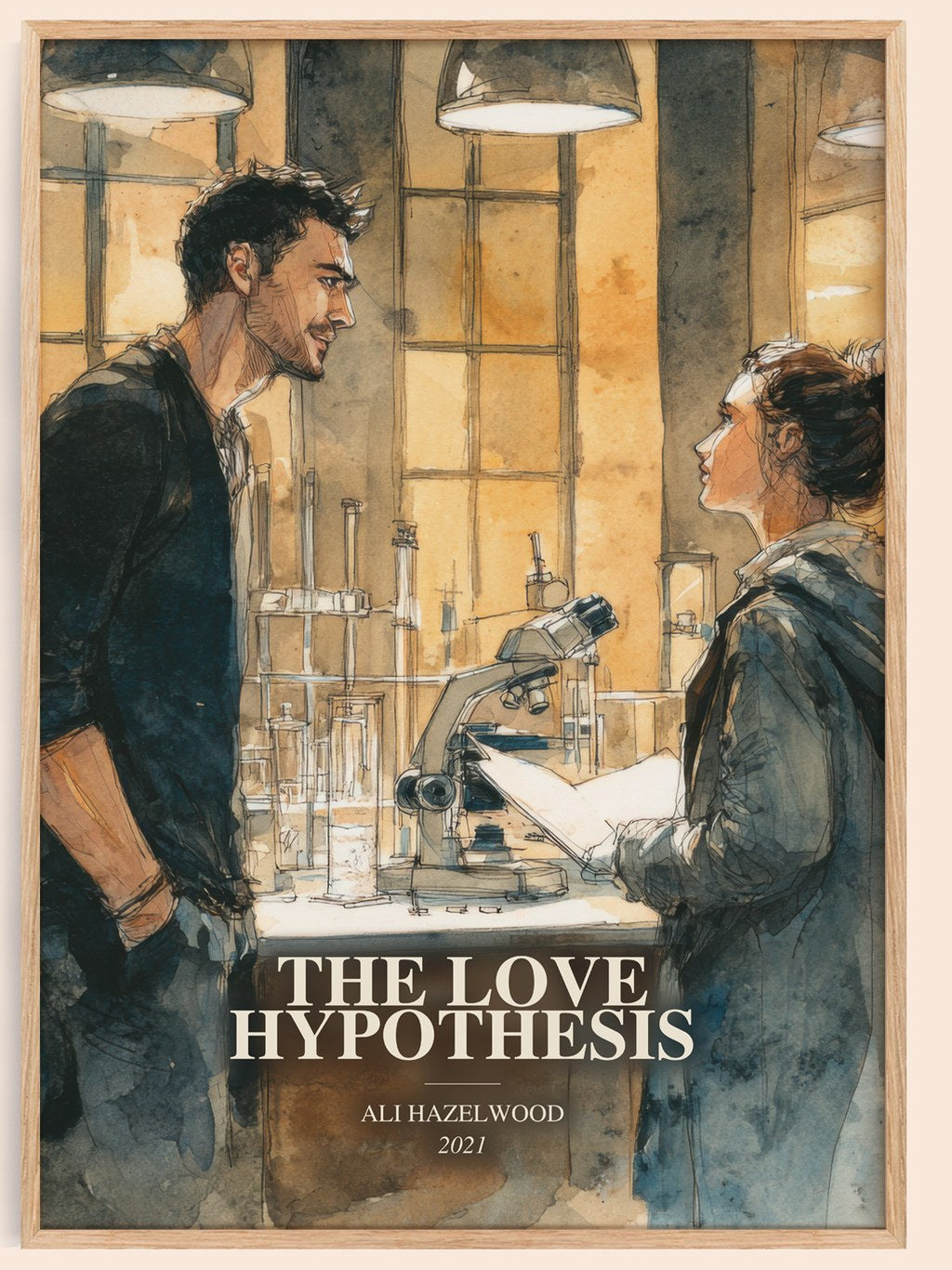 The Love Hypothesis watercolour book poster by Ali Hazelwood – framed literary art print