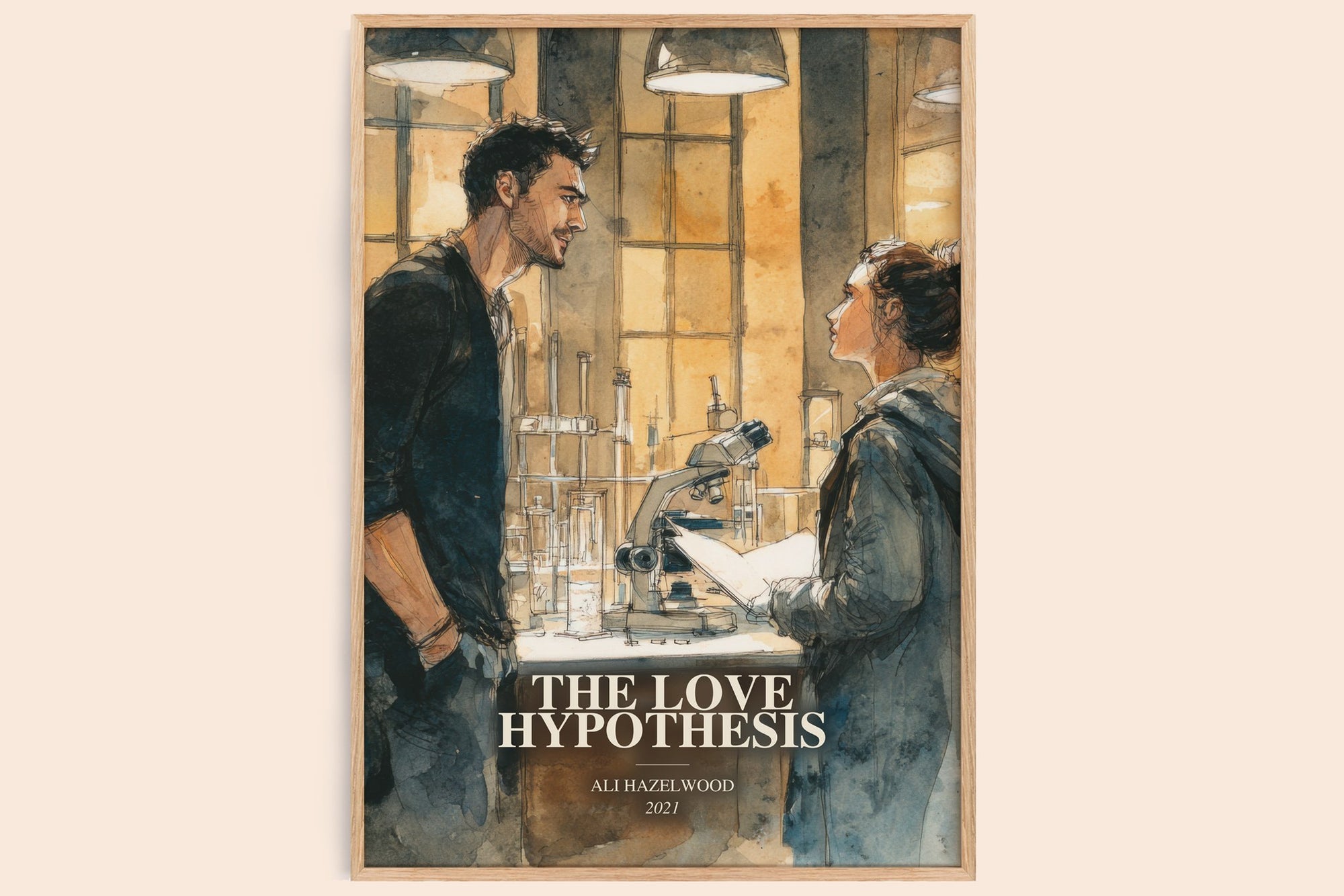 The Love Hypothesis watercolour book poster by Ali Hazelwood – framed literary art print