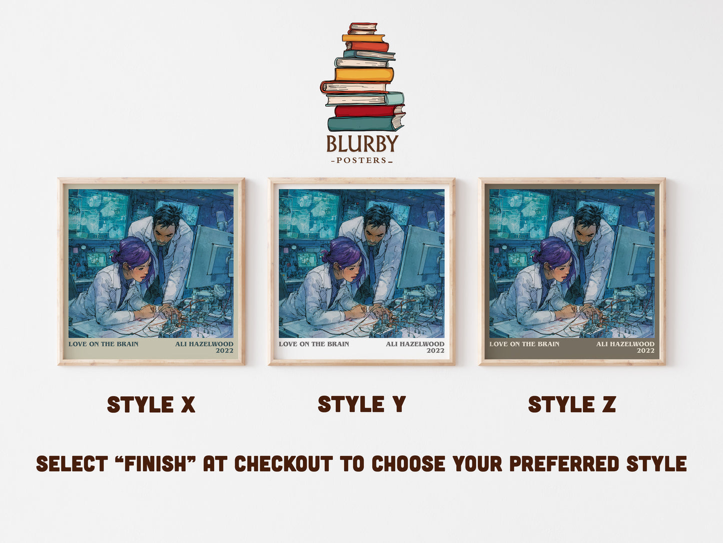 Love on the Brain literary art print colour and style options – Ali Hazelwood book art