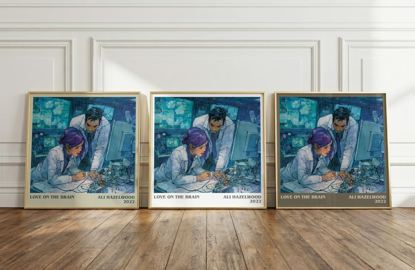 Love on the Brain literary print framed by window – literary home decor