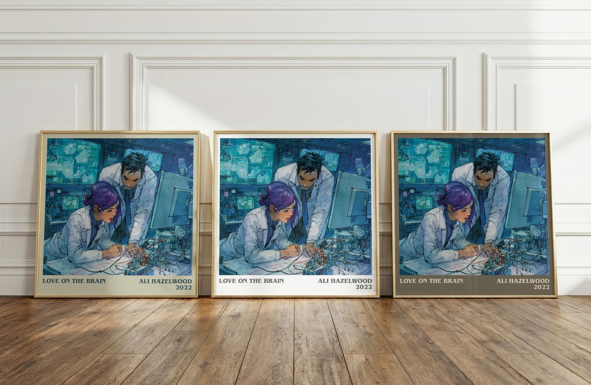 Love on the Brain literary print framed by window – literary home decor