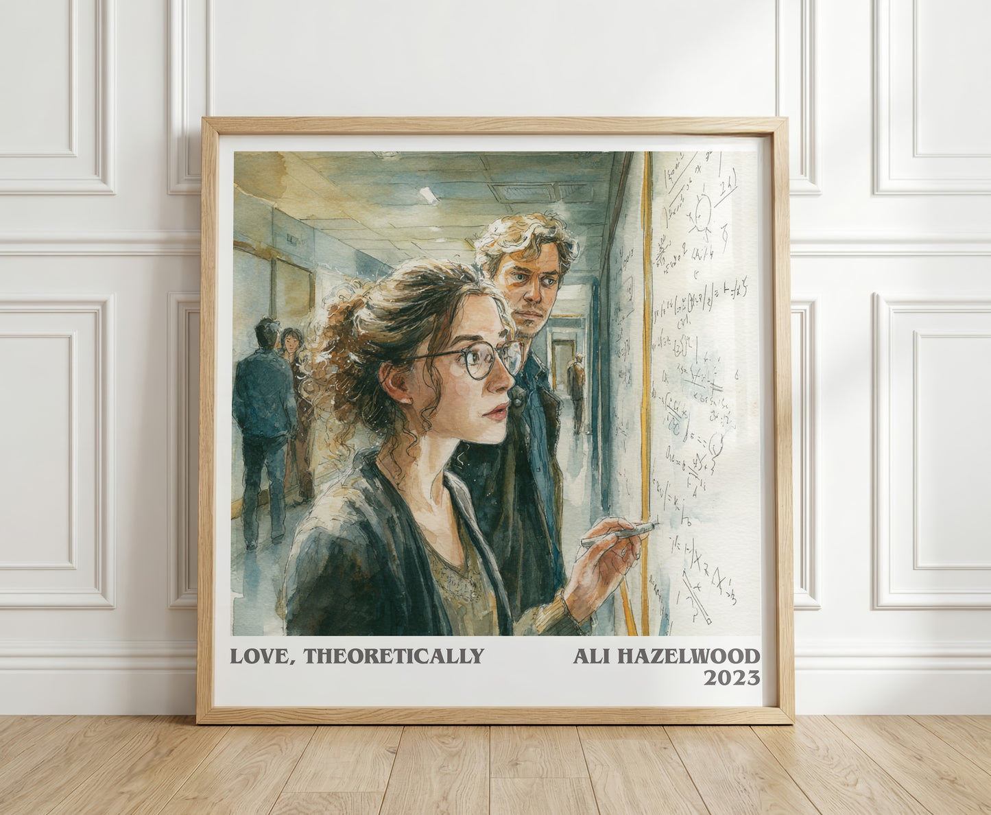 Love, Theoretically literary print in frame leaning in hallway – romance wall art