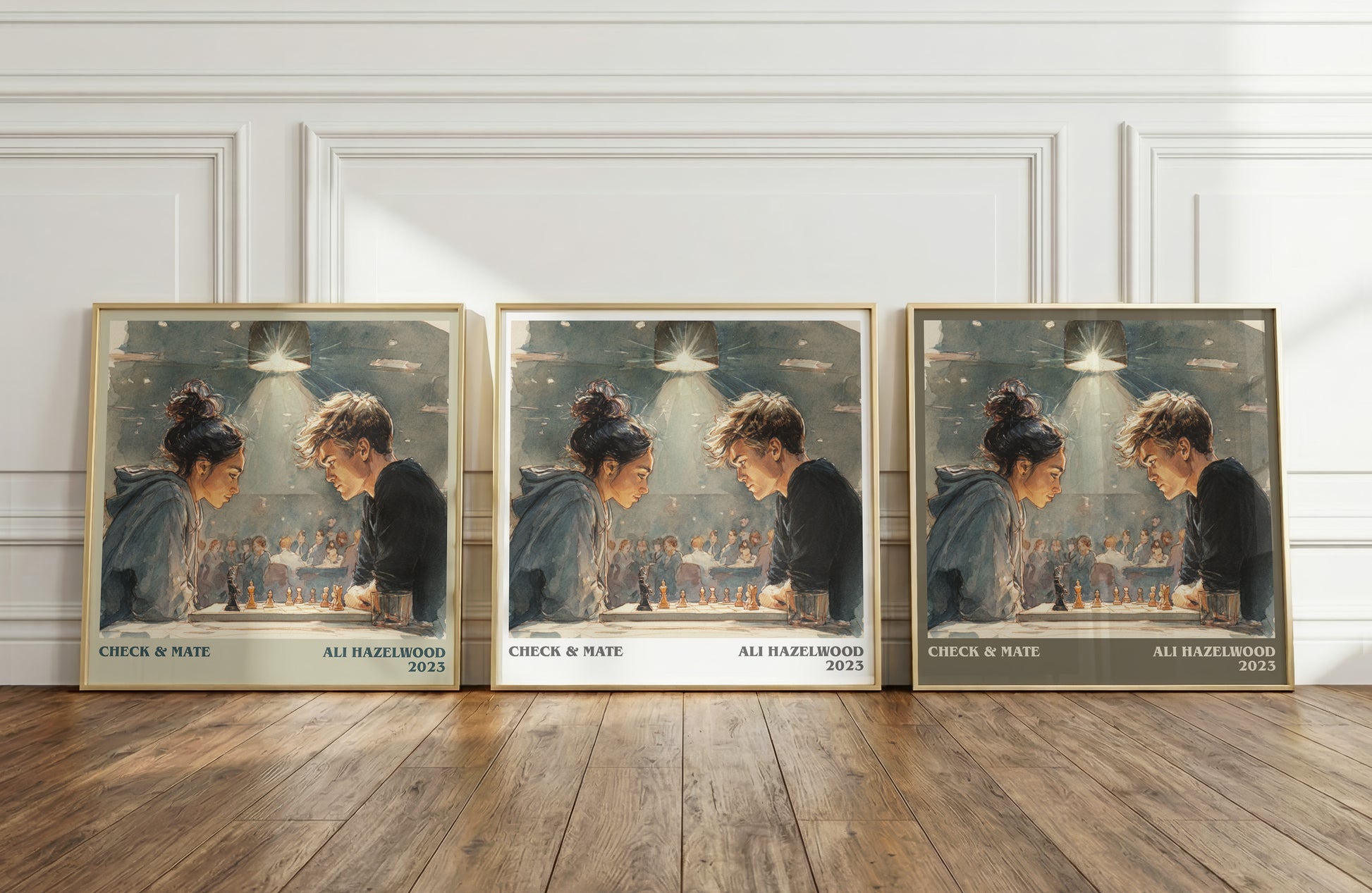 Check & Mate literary print framed by window – literary home decor