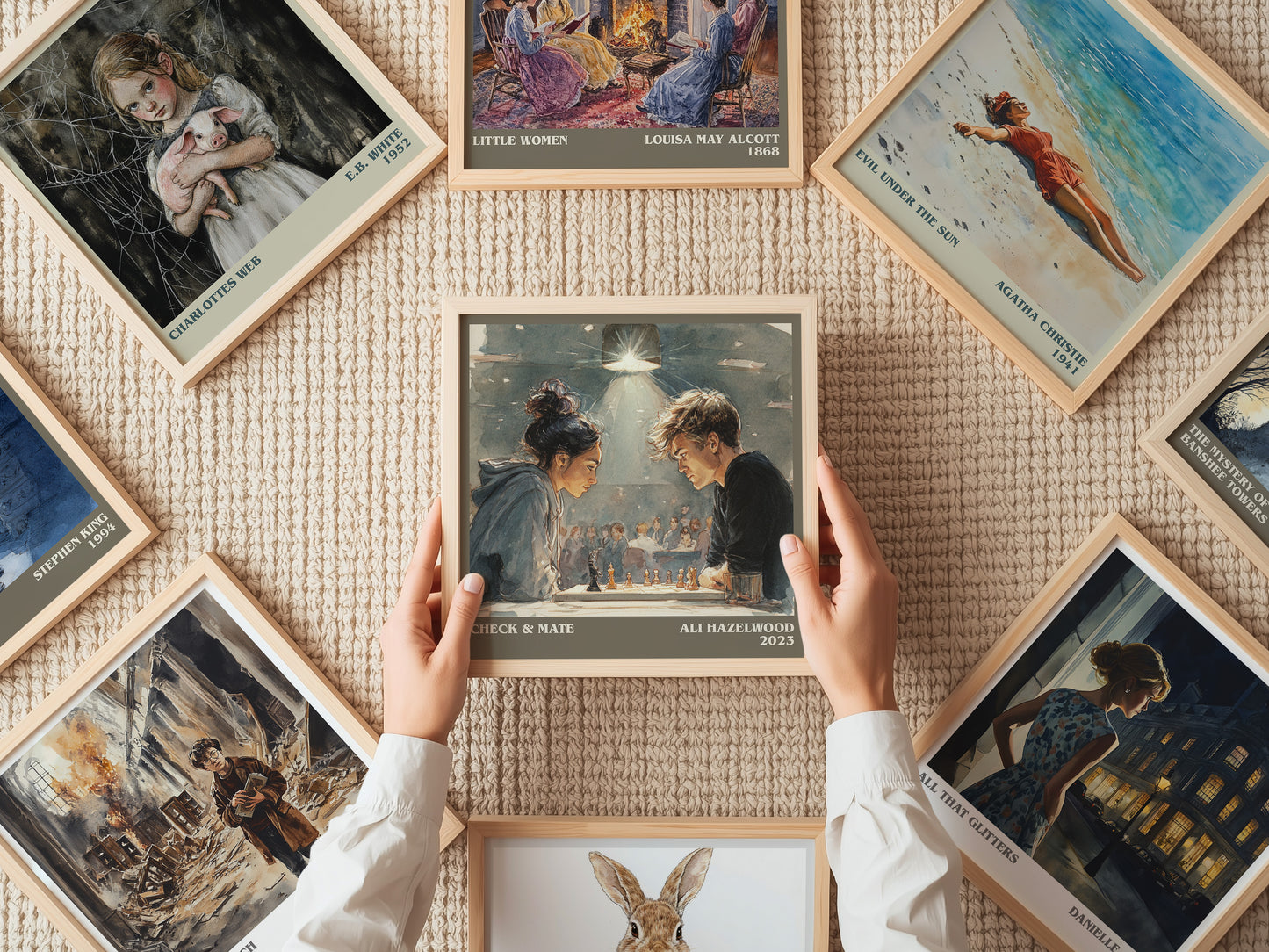 Check & Mate literary print on bookshelf – Ali Hazelwood fan gift