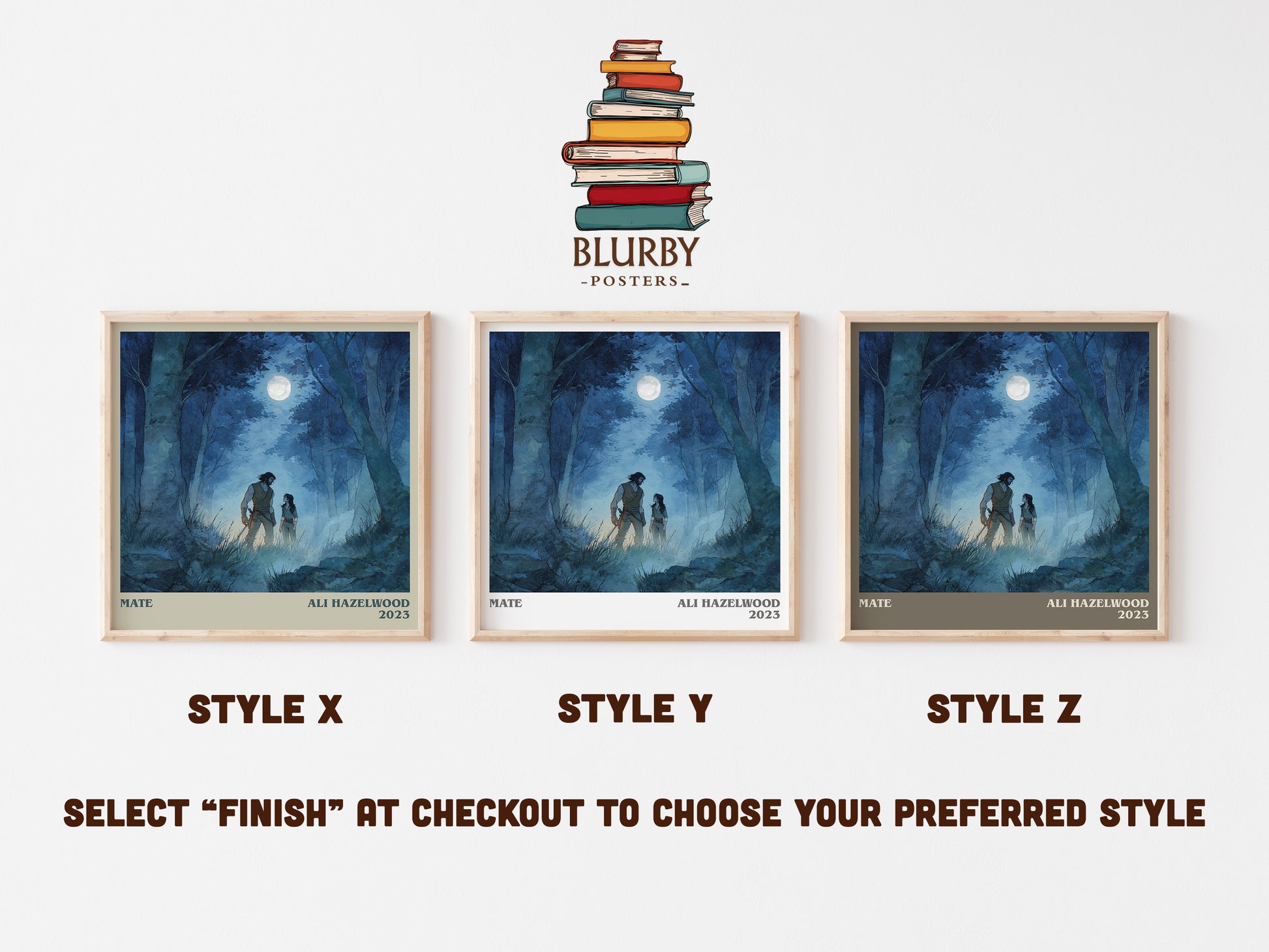 Mate literary art print colour and style options – Ali Hazelwood book art