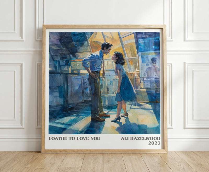 Loathe to Love You literary print in frame leaning in hallway – romance wall art
