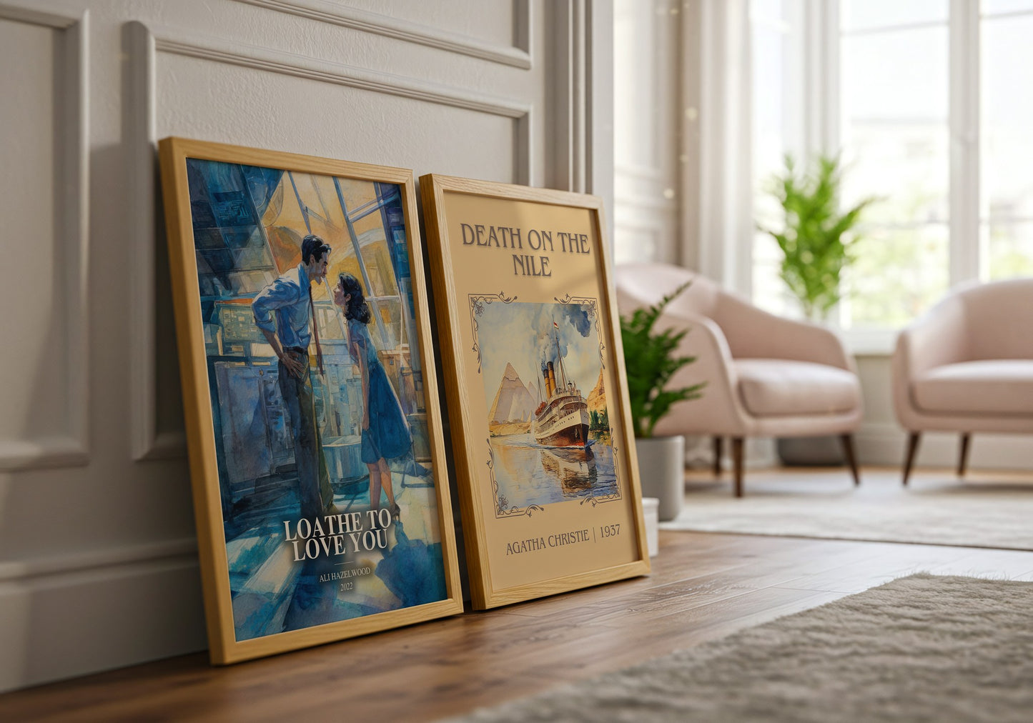 Loathe To Love You watercolour print framed by window – literary home decor