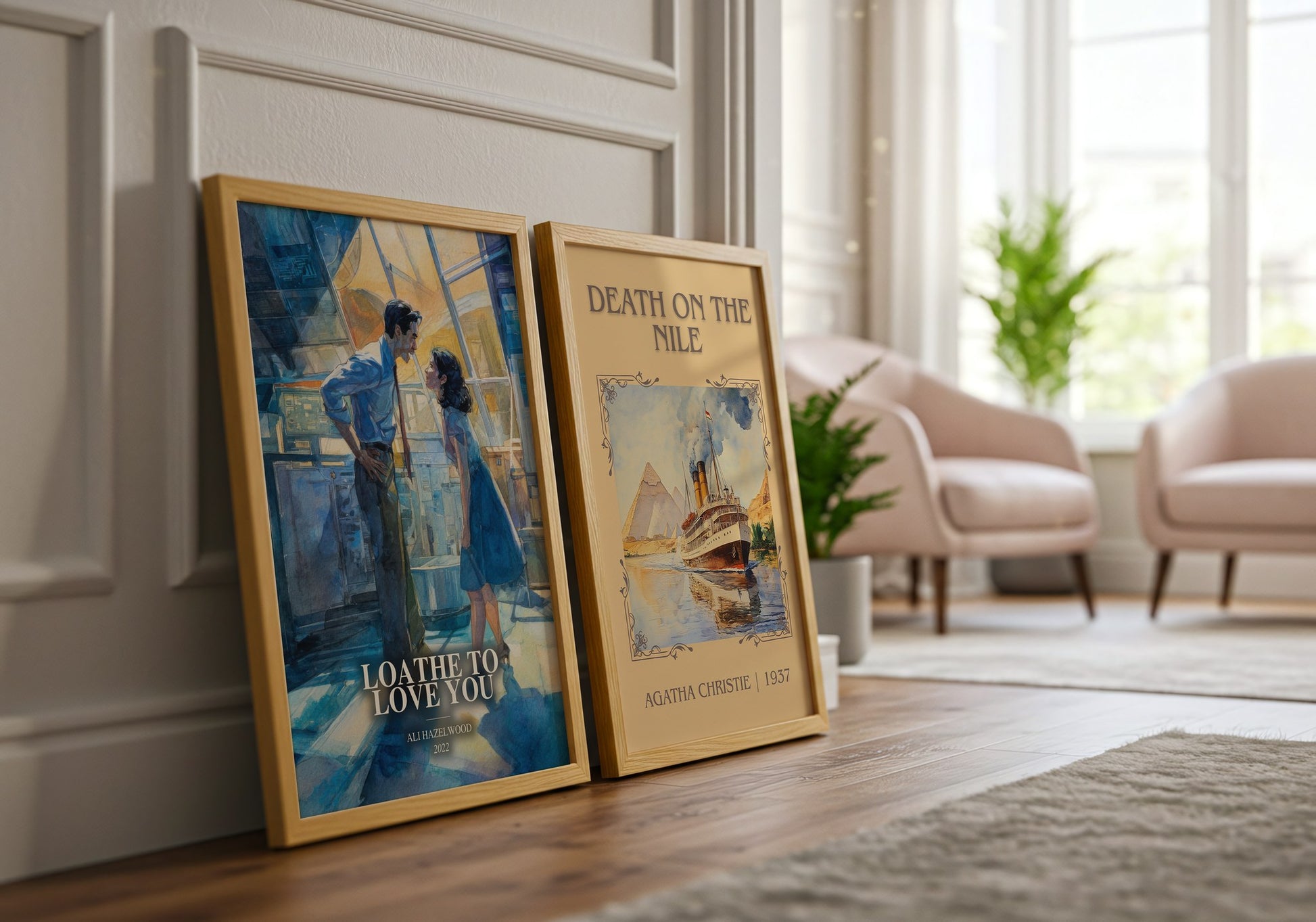 Loathe To Love You watercolour print framed by window – literary home decor