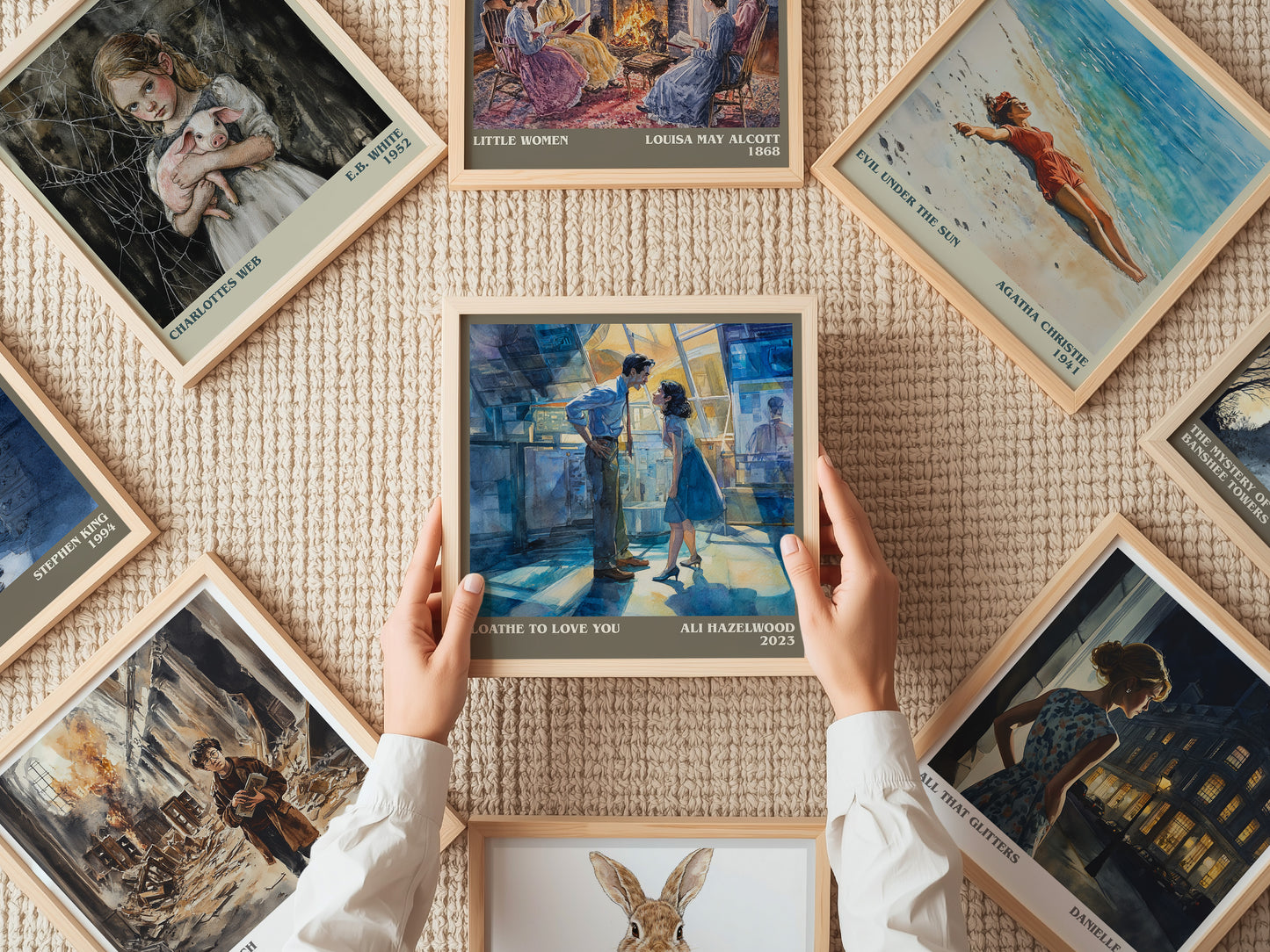 Loathe to Love You literary print on bookshelf – Ali Hazelwood fan gift