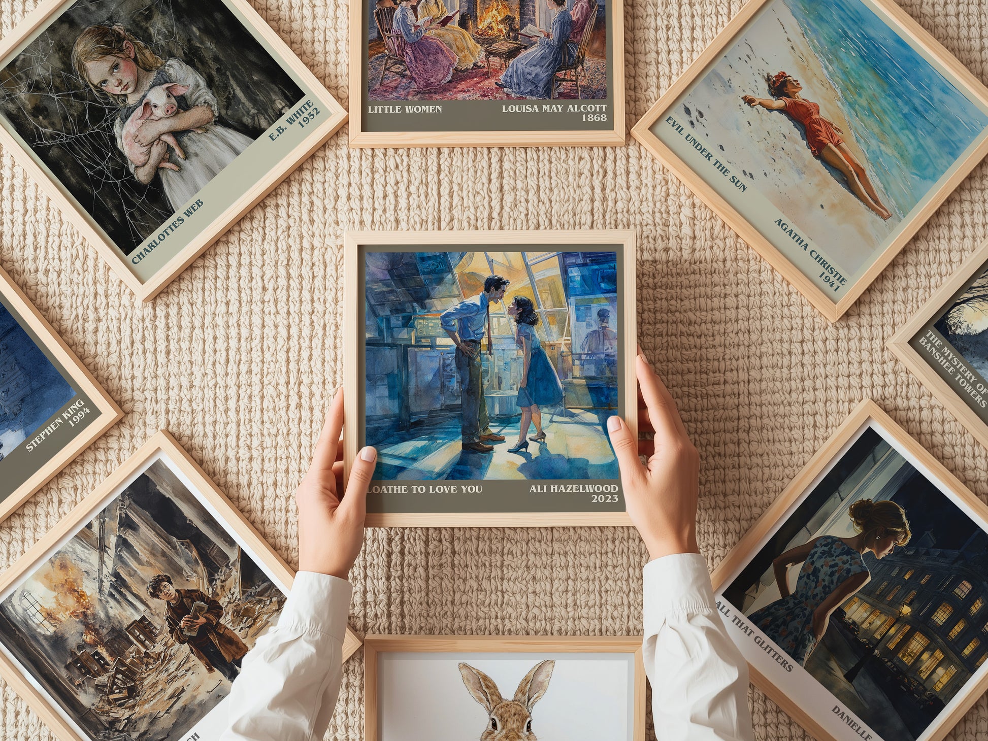 Loathe to Love You literary print on bookshelf – Ali Hazelwood fan gift