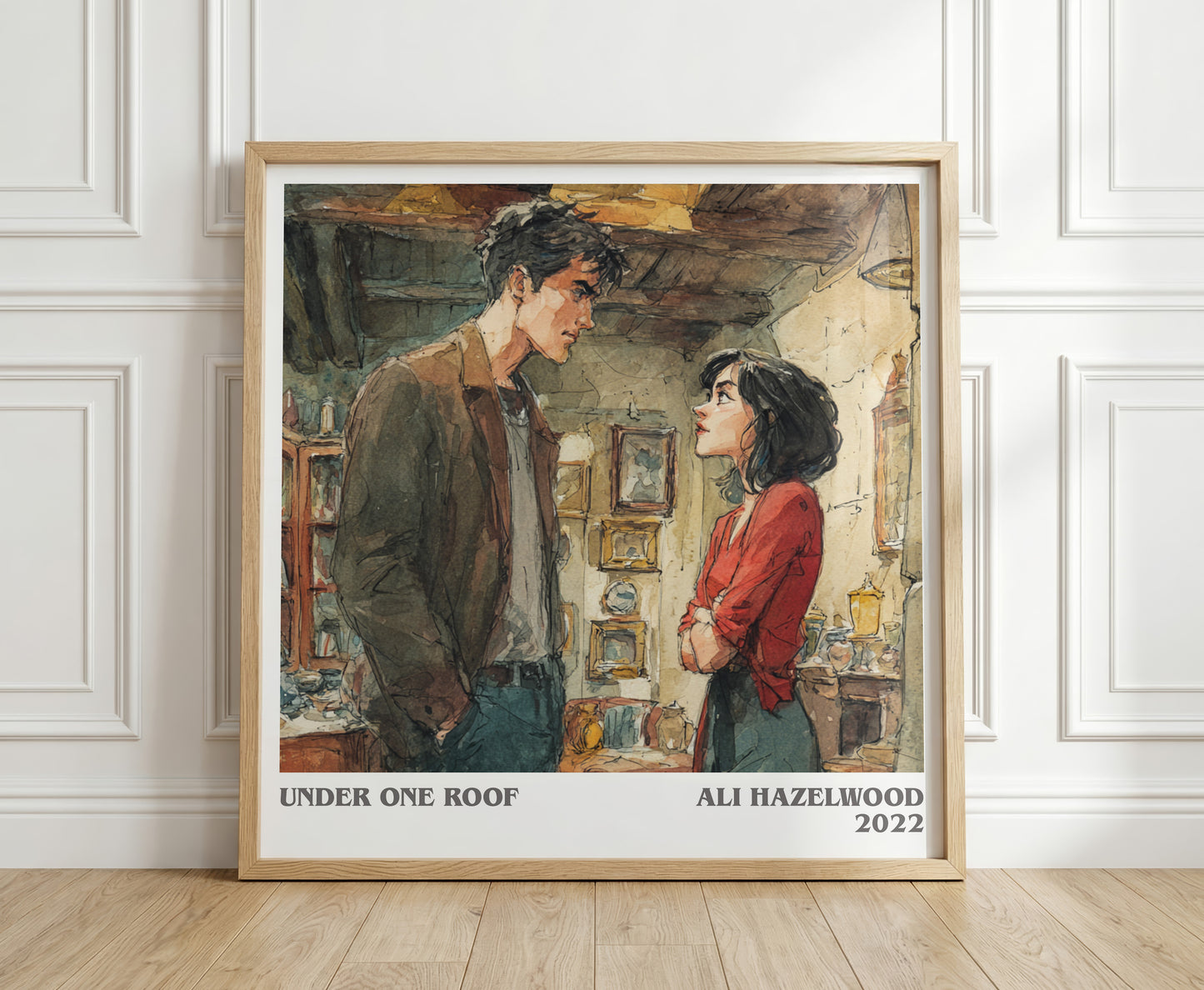 Under One Roof literary print in frame leaning in hallway – romance wall art