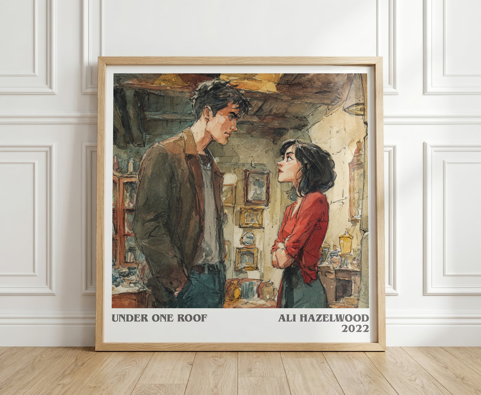 Under One Roof literary print in frame leaning in hallway – romance wall art