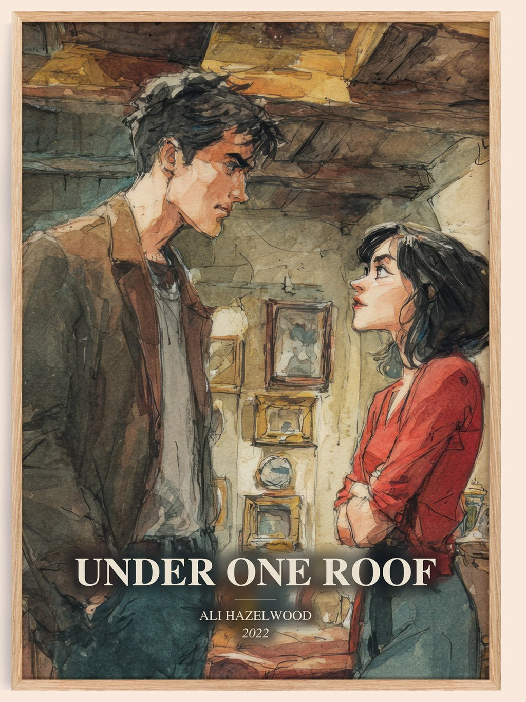 Under One Roof watercolour book poster by Ali Hazelwood – framed literary art print