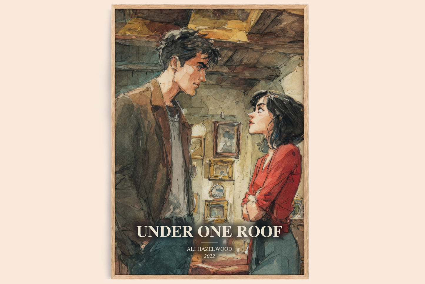 Under One Roof watercolour book poster by Ali Hazelwood – framed literary art print