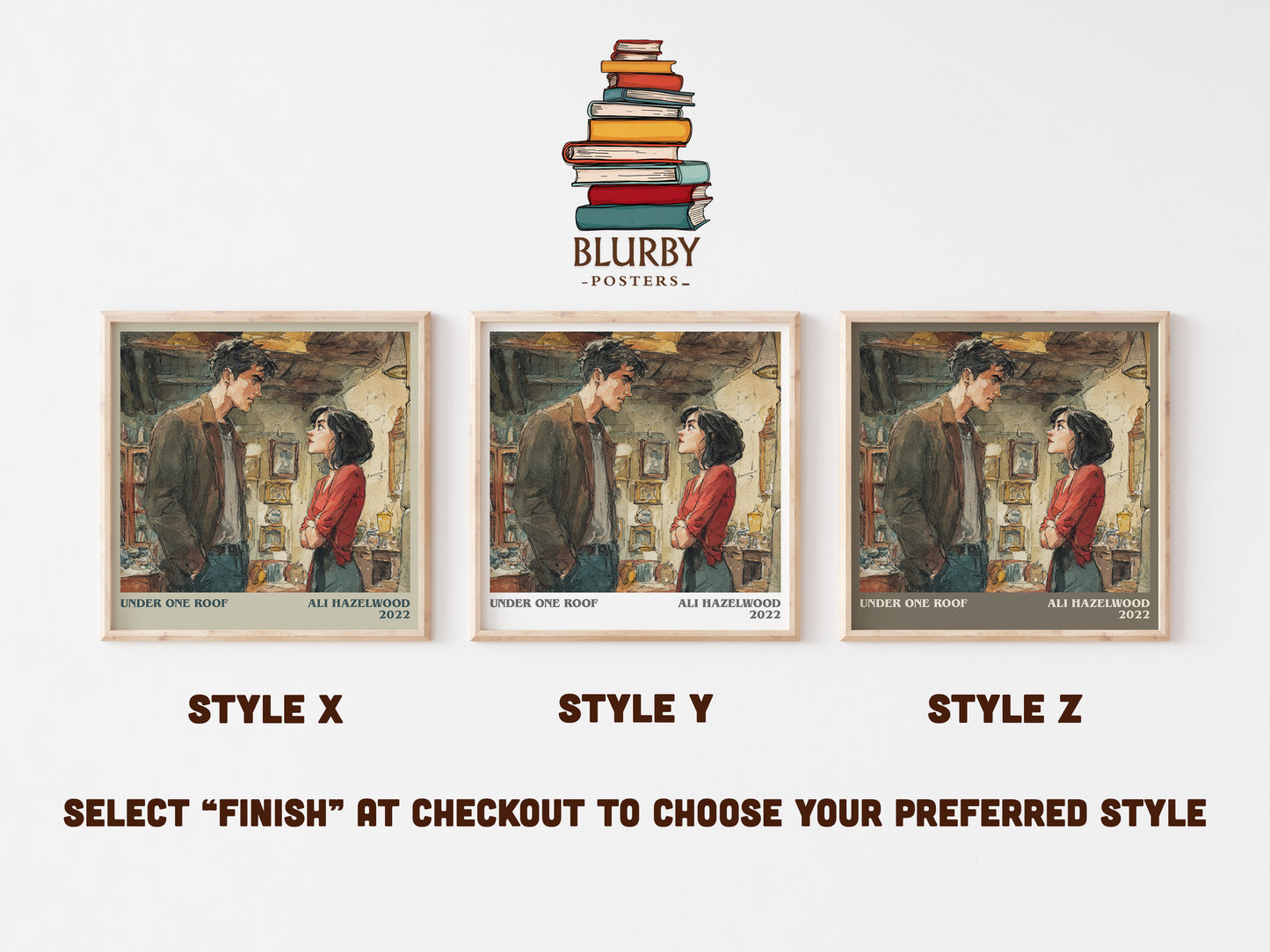 Under One Roof literary art print colour and style options – Ali Hazelwood book art