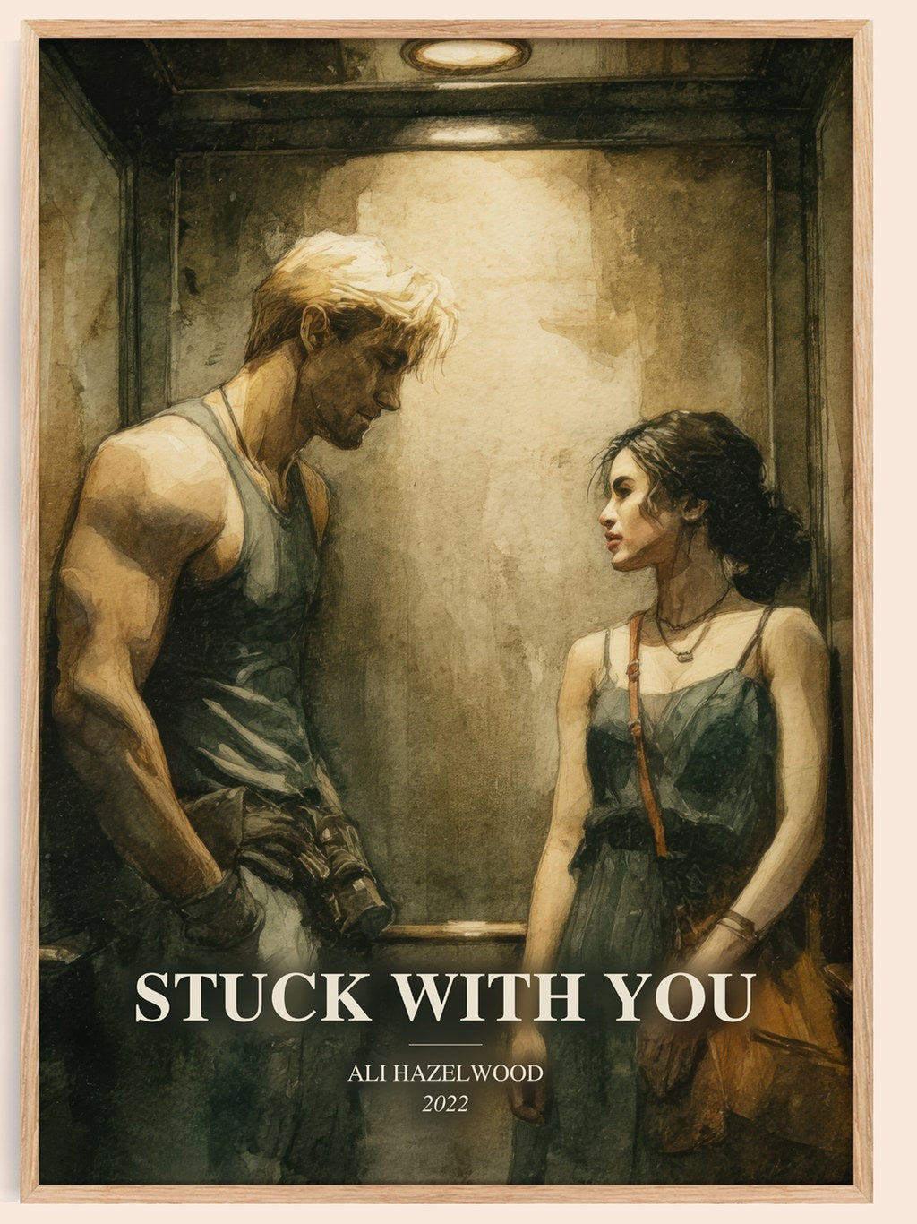 Stuck With You watercolour book poster by Ali Hazelwood – framed literary art print