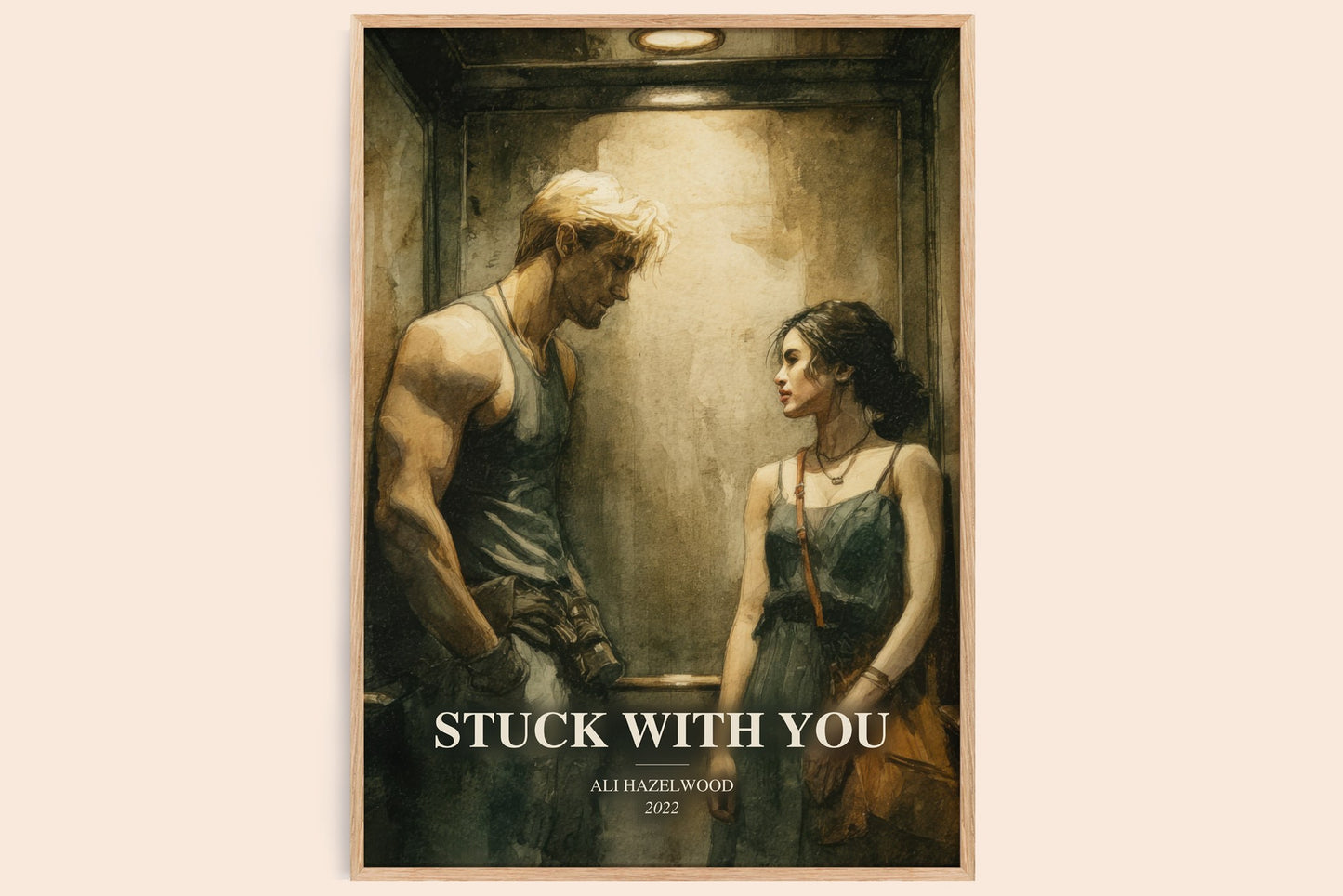 Stuck With You watercolour book poster by Ali Hazelwood – framed literary art print