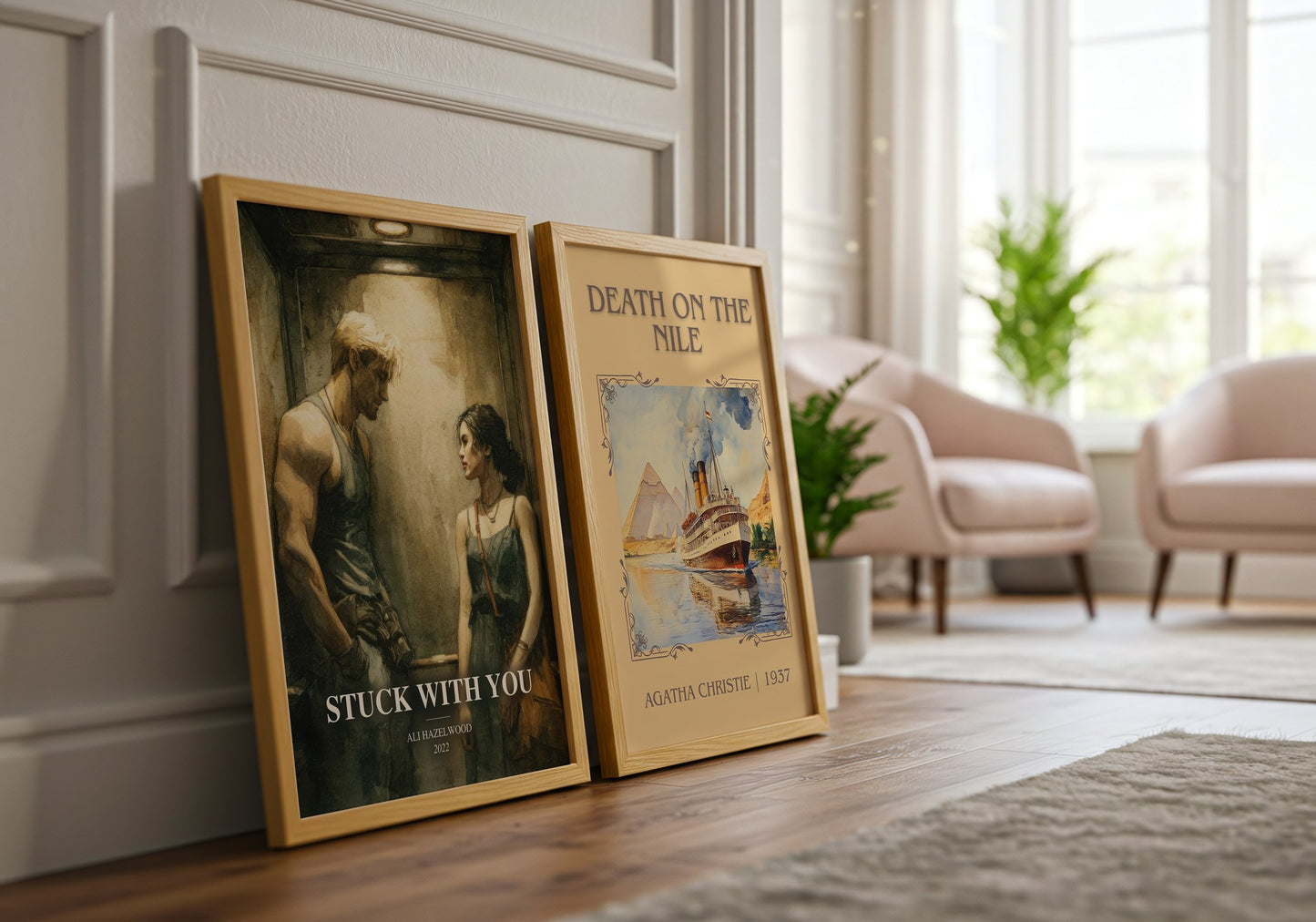 Stuck With You watercolour print framed by window – literary home decor