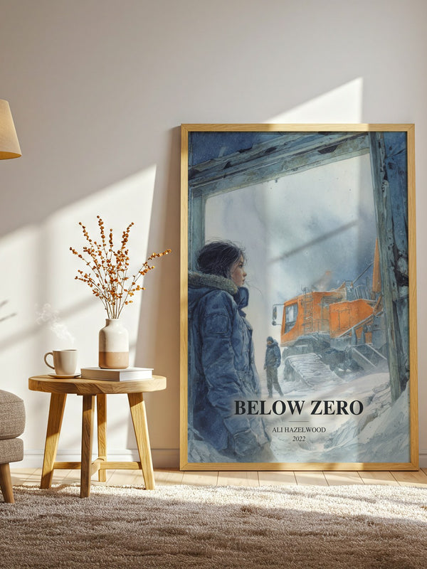Below Zero watercolour print in frame leaning in hallway – romance wall art