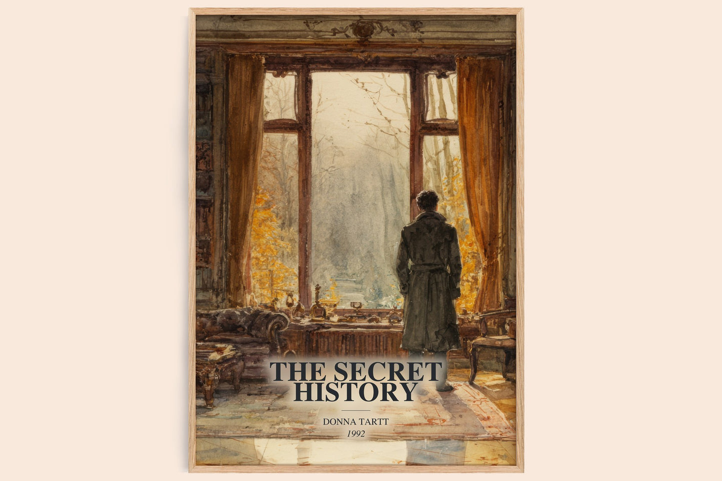 The Secret History watercolour book poster by Donna Tartt – framed literary art print