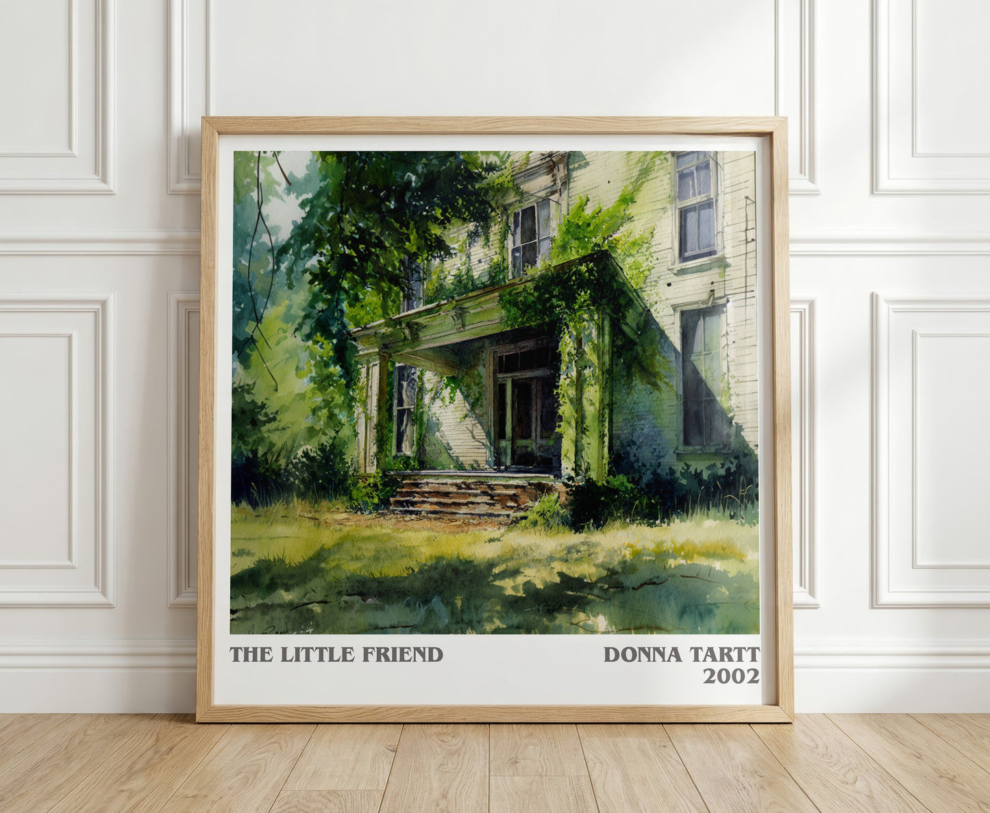 The Little Friend literary print in frame leaning in hallway – classic literature wall art